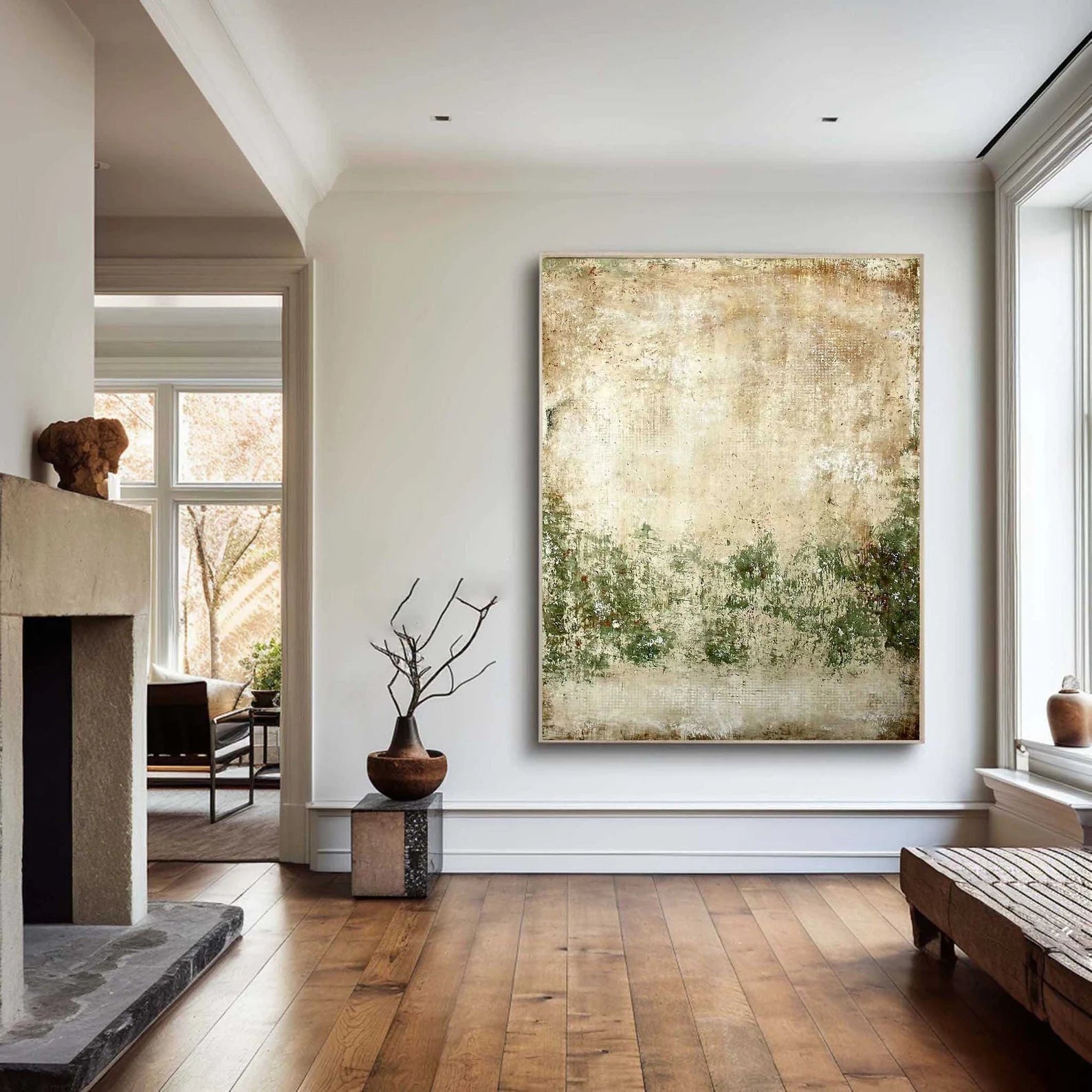 Textured Vintage Serenity | Beige Green