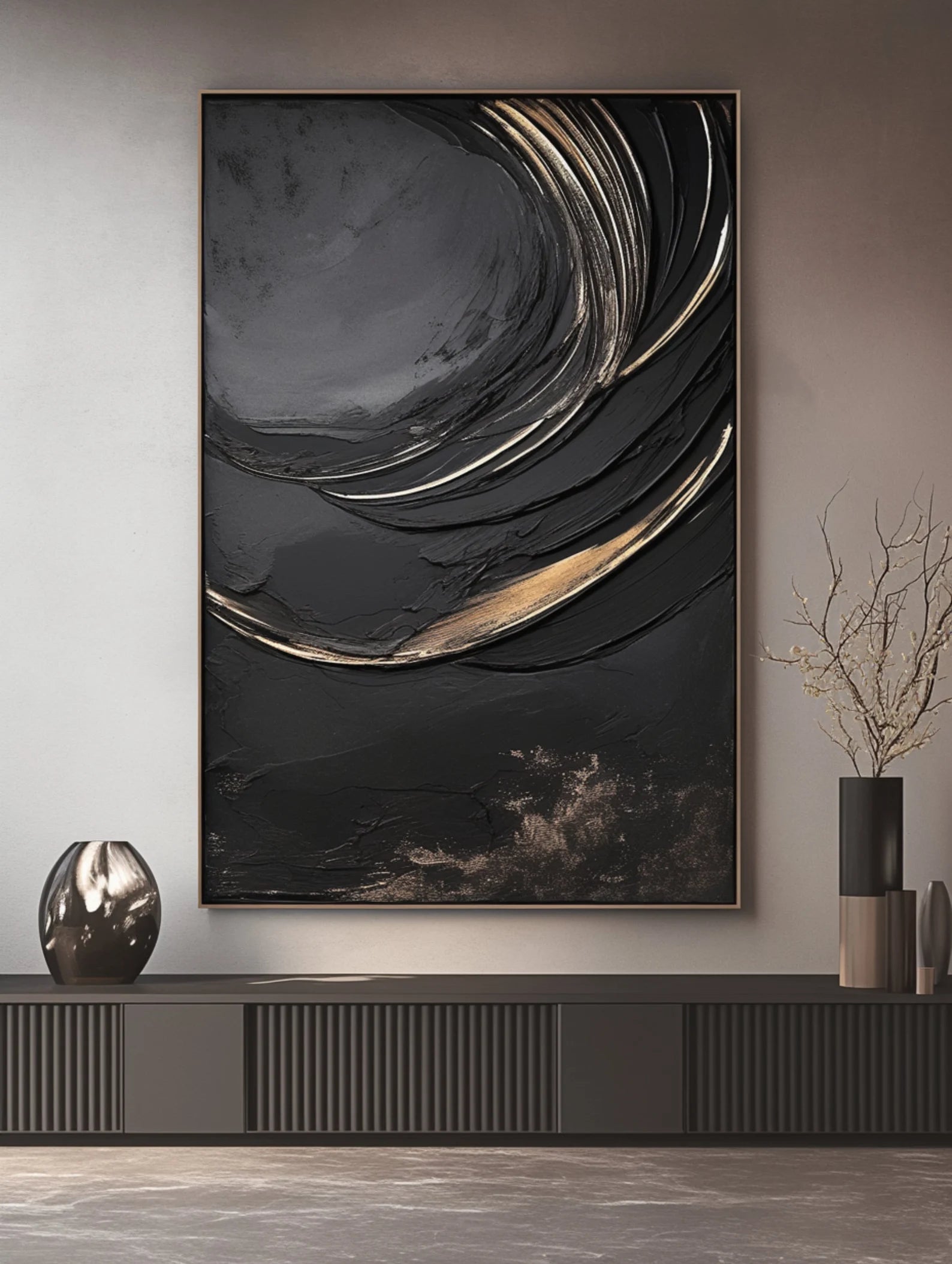 Textured Black Gold Abstract | Dramatic Luxury