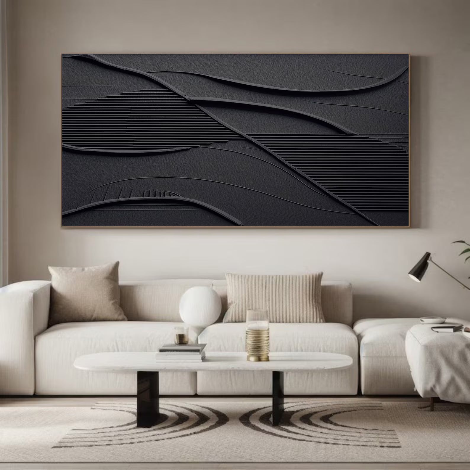 Textured Monochrome Opulence | Black Depth