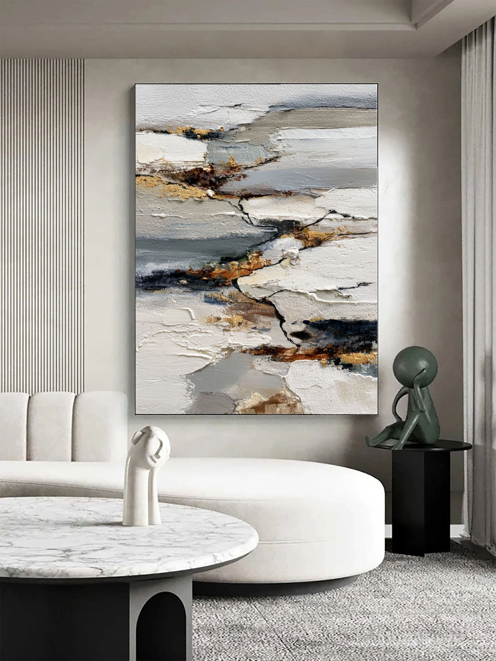 Textured Gold Accent Art | Elegant Depth