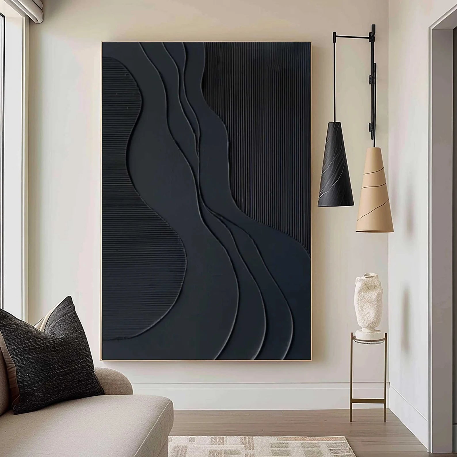 Textured Monochrome Sophistication | Black Depth