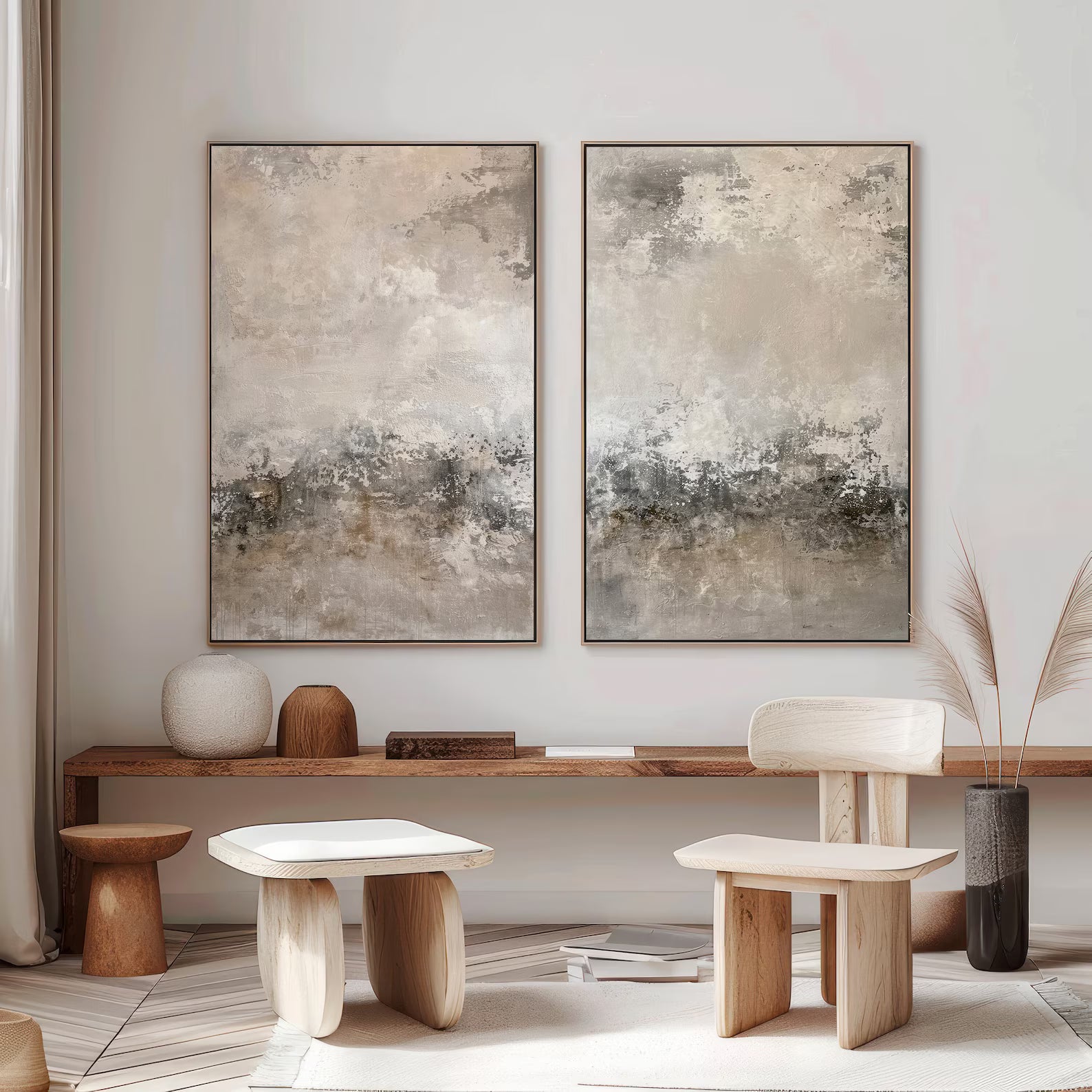 Muted Abstract Landscape | Soft Greys