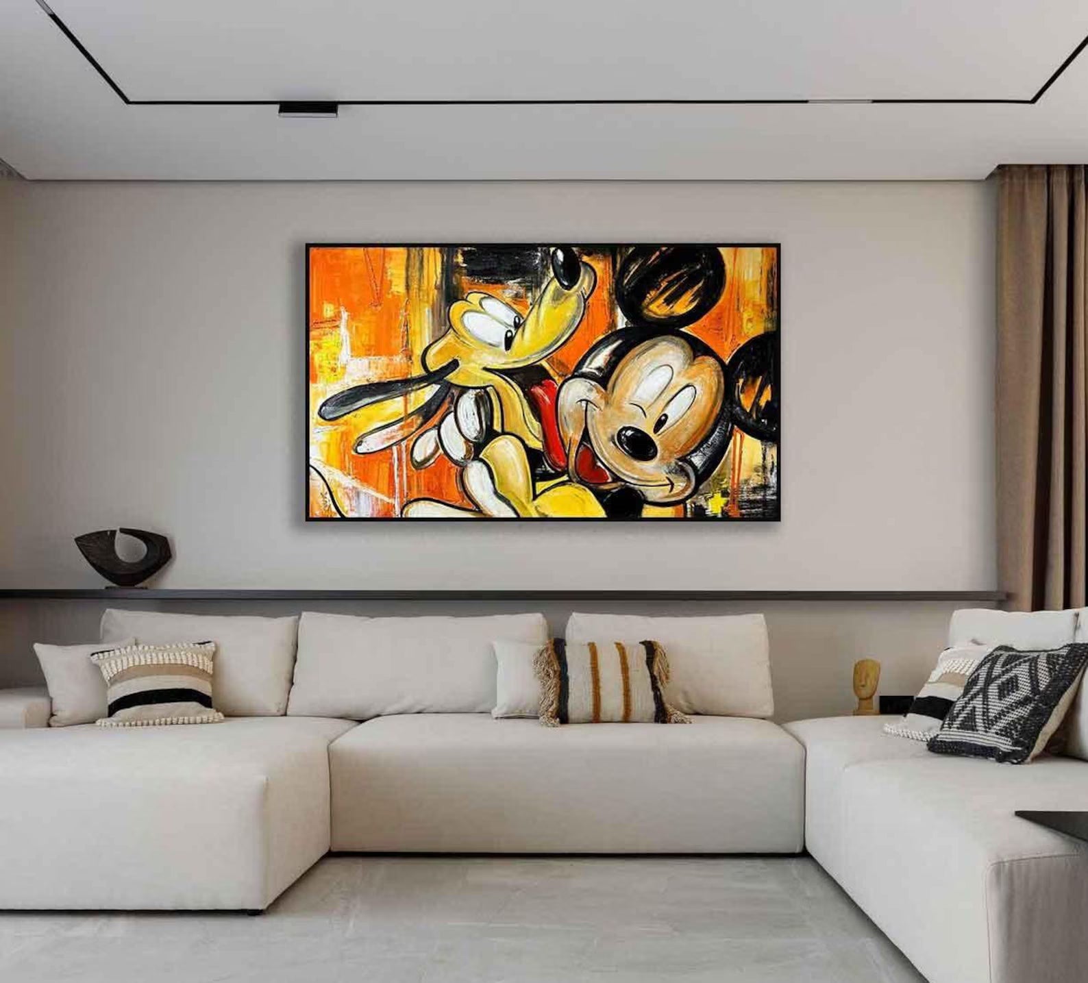 Textured Mickey Duo | Orange Backdrop