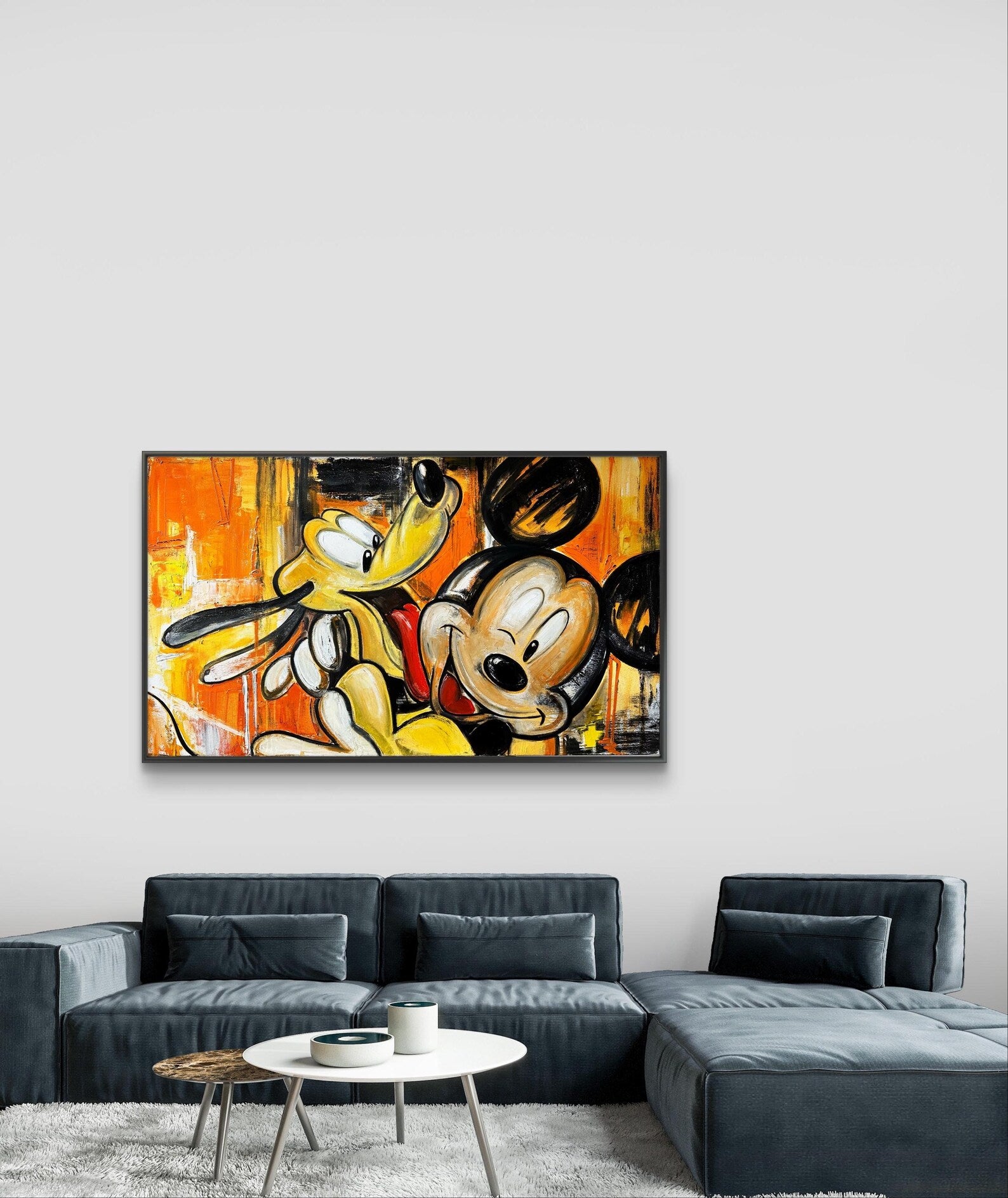 Textured Mickey Duo | Orange Backdrop
