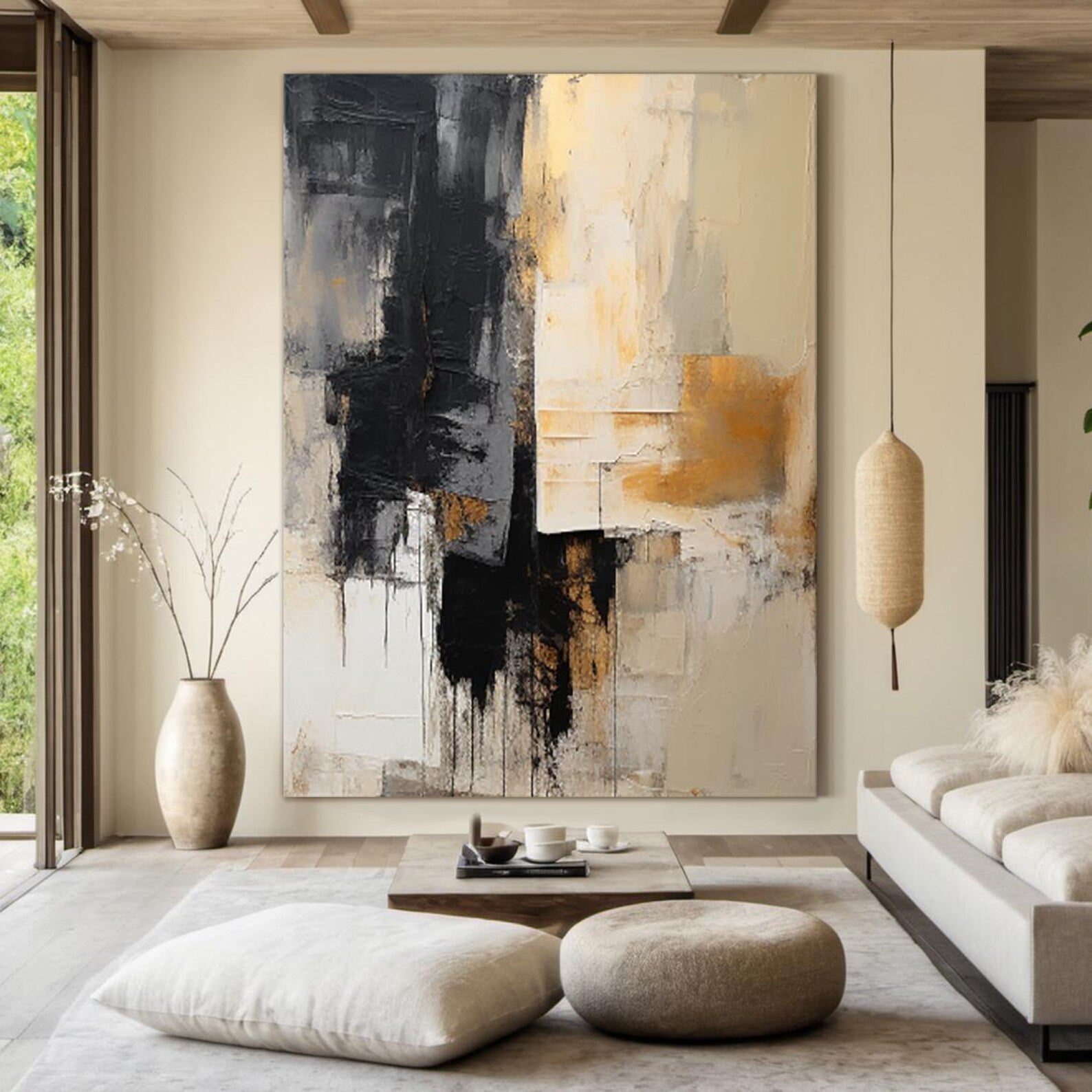 Textured Abstract Opulence | Black Gold