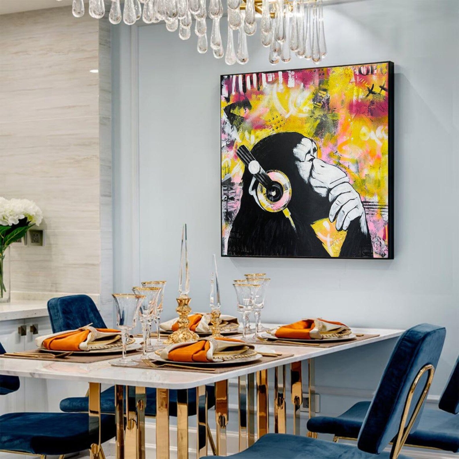 Textured Graffiti Chimp | Vibrant Backdrop