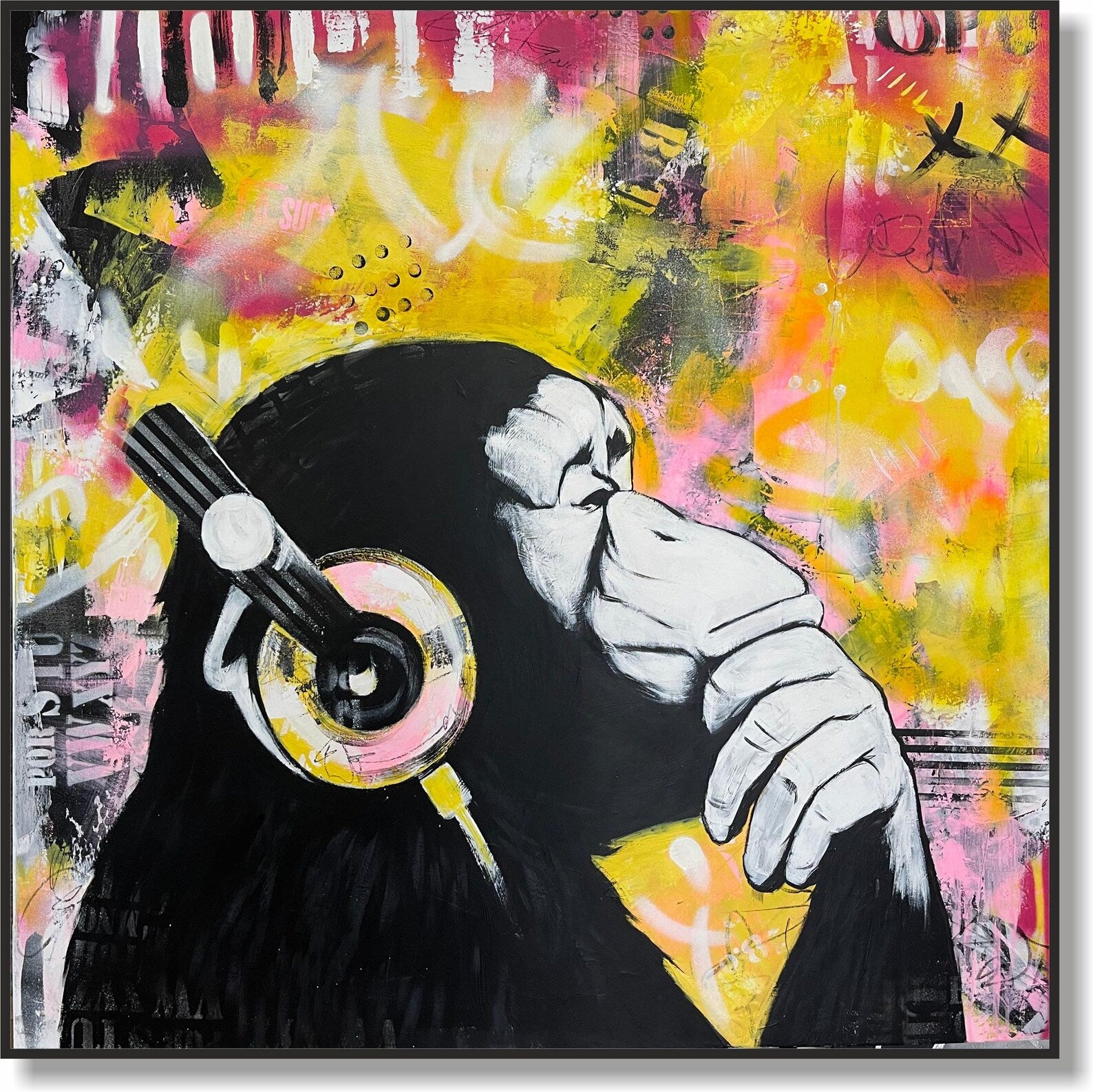 Textured Graffiti Chimp | Vibrant Backdrop