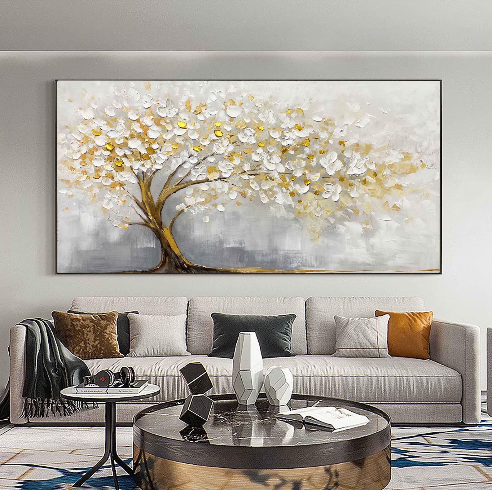 Textured Tree Opulence | Gold White