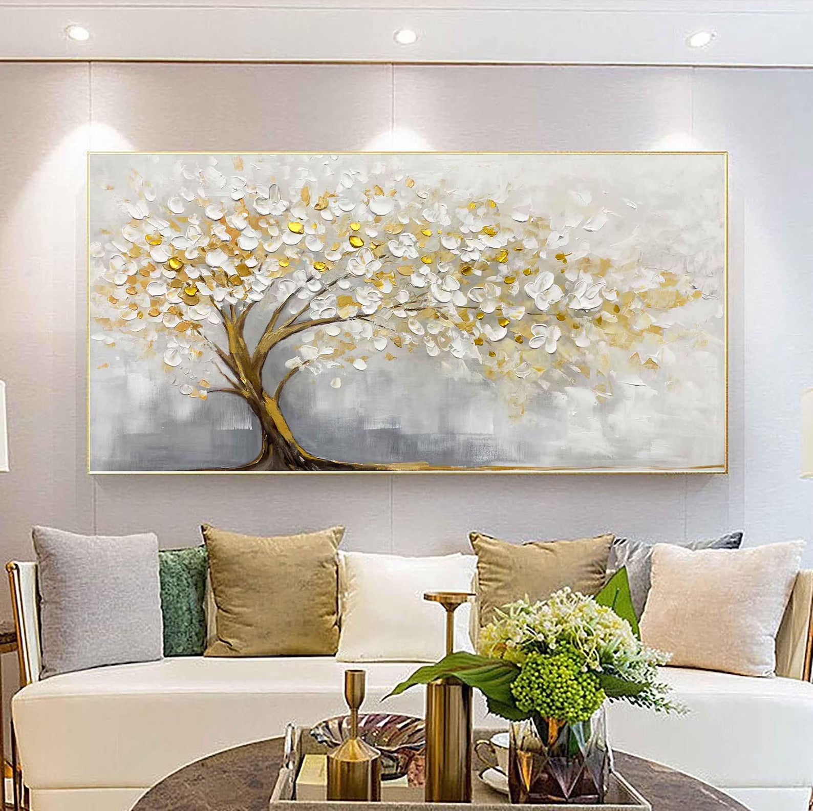 Textured Tree Opulence | Gold White