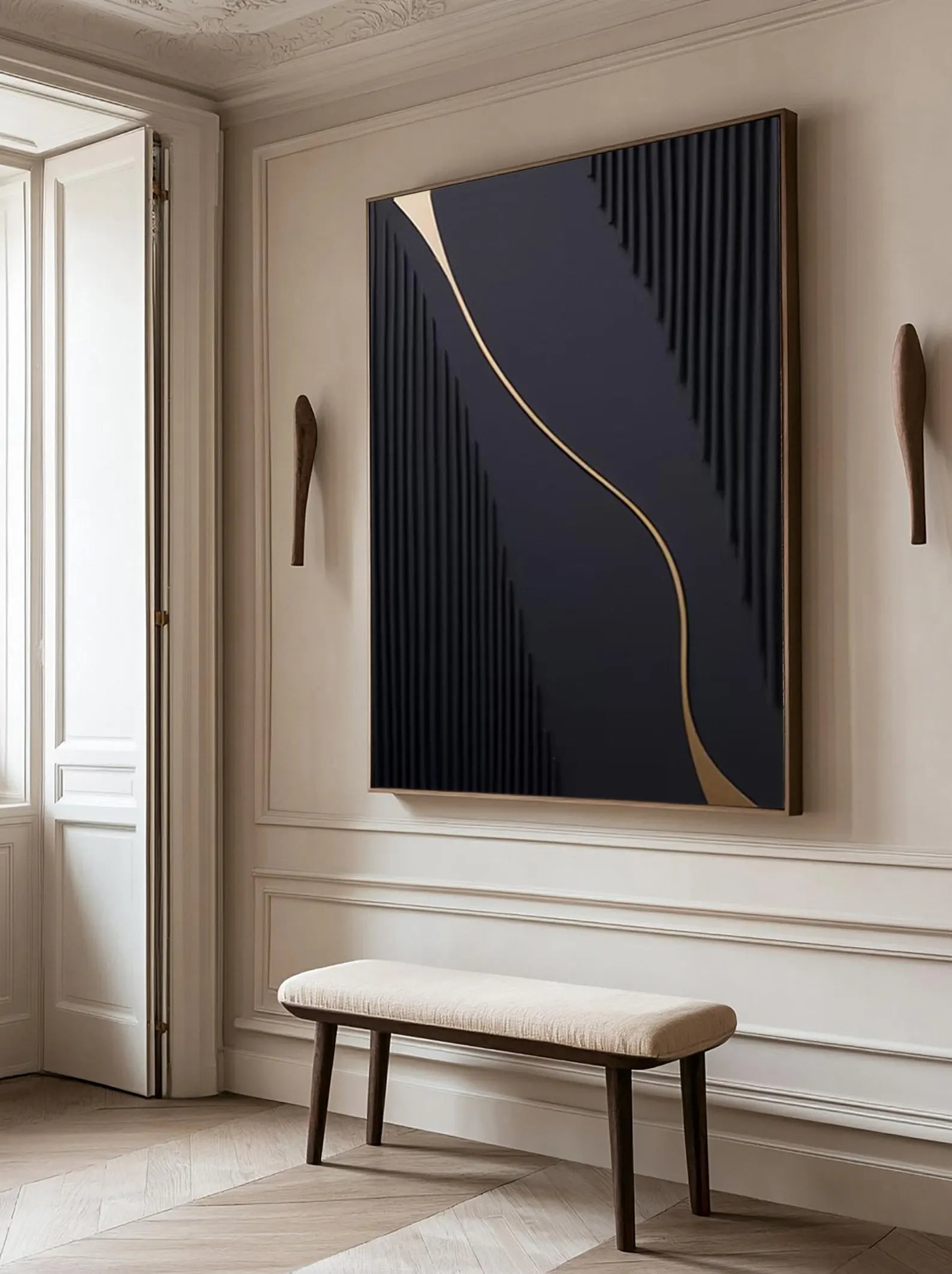 Textured Geometric Opulence | Black Gold