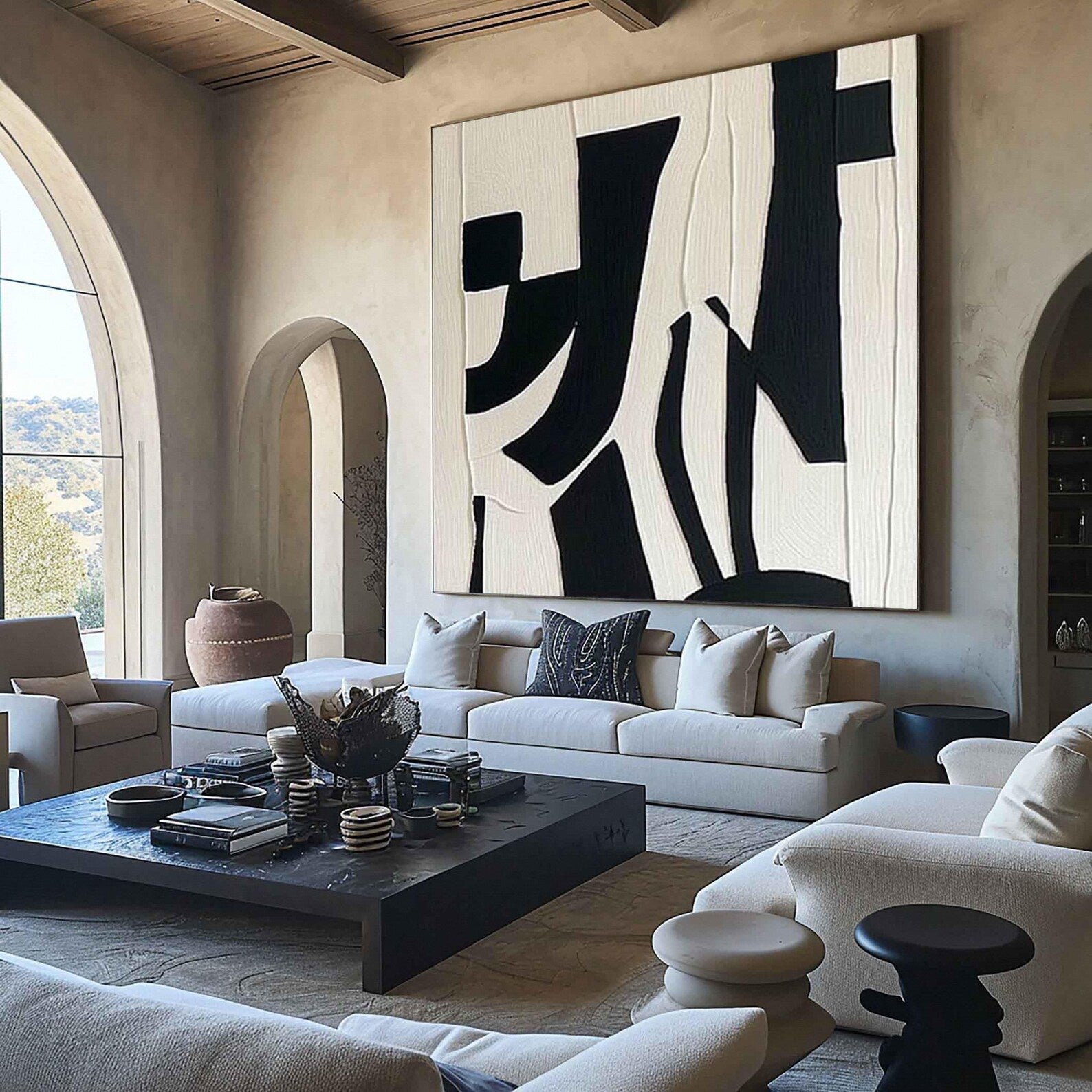 Textured Geometric Boldness | Black Beige