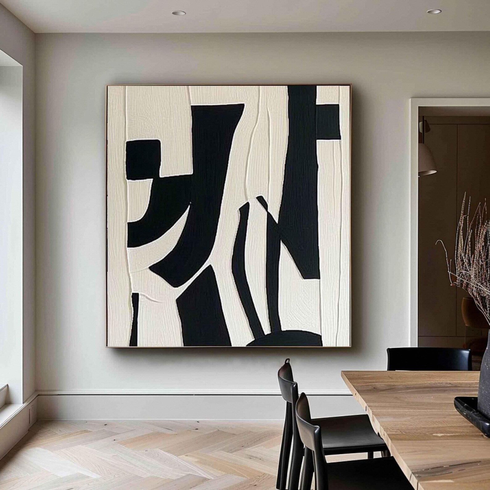 Textured Geometric Boldness | Black Beige