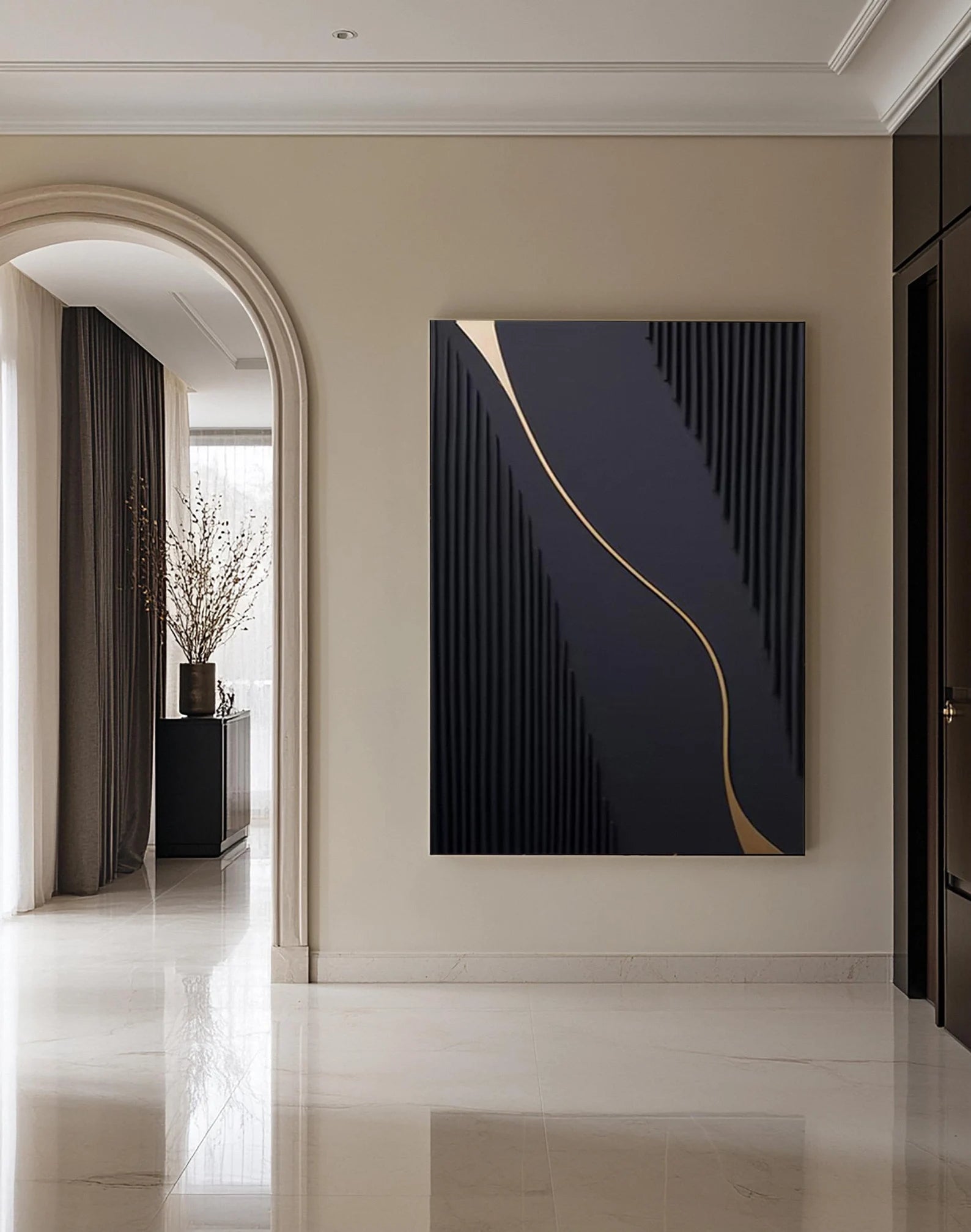 Textured Geometric Opulence | Black Gold