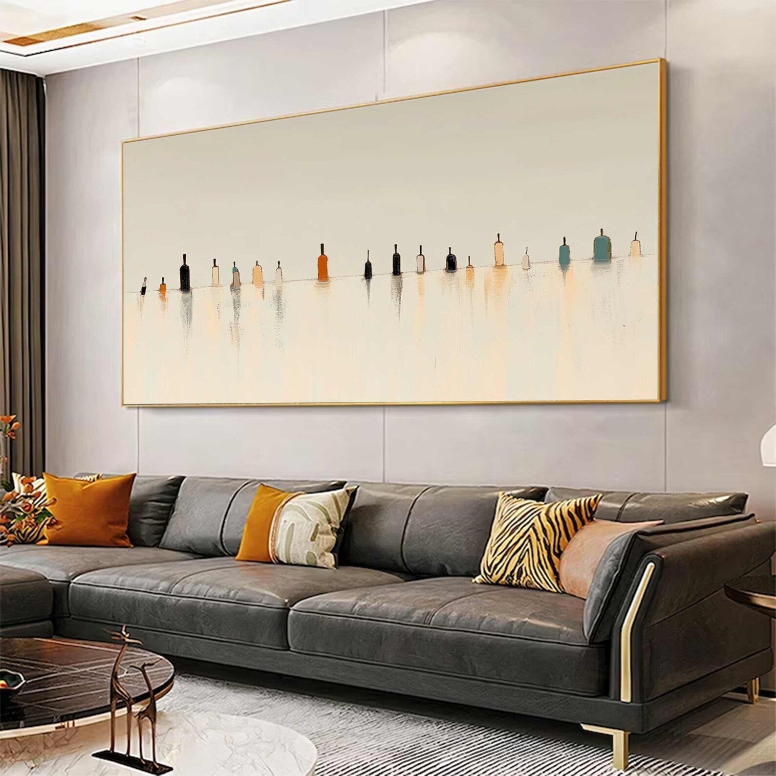 Figurative Bottle Row Art | Subtle Elegance Vibe