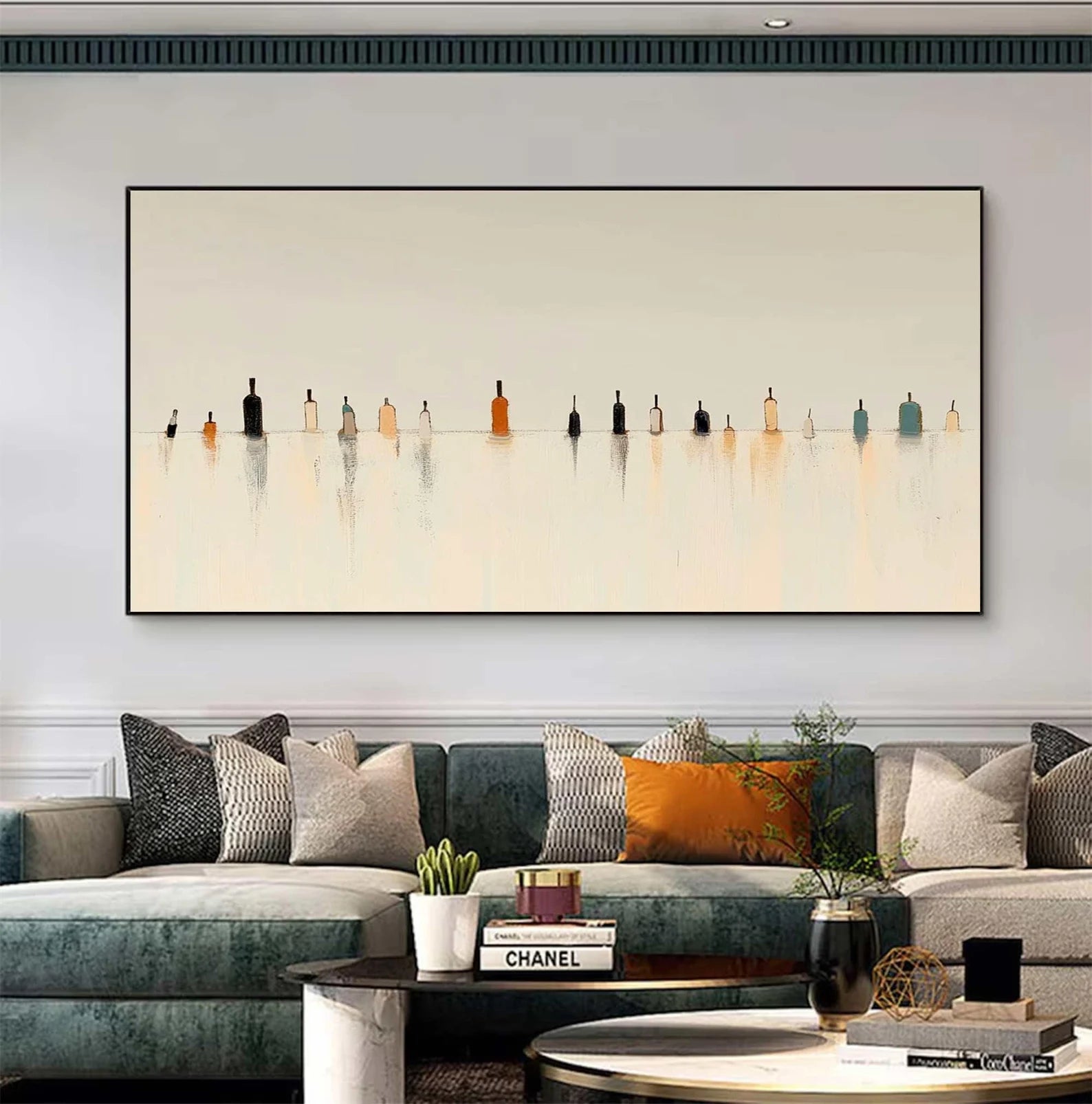 Figurative Bottle Row Art | Subtle Elegance Vibe