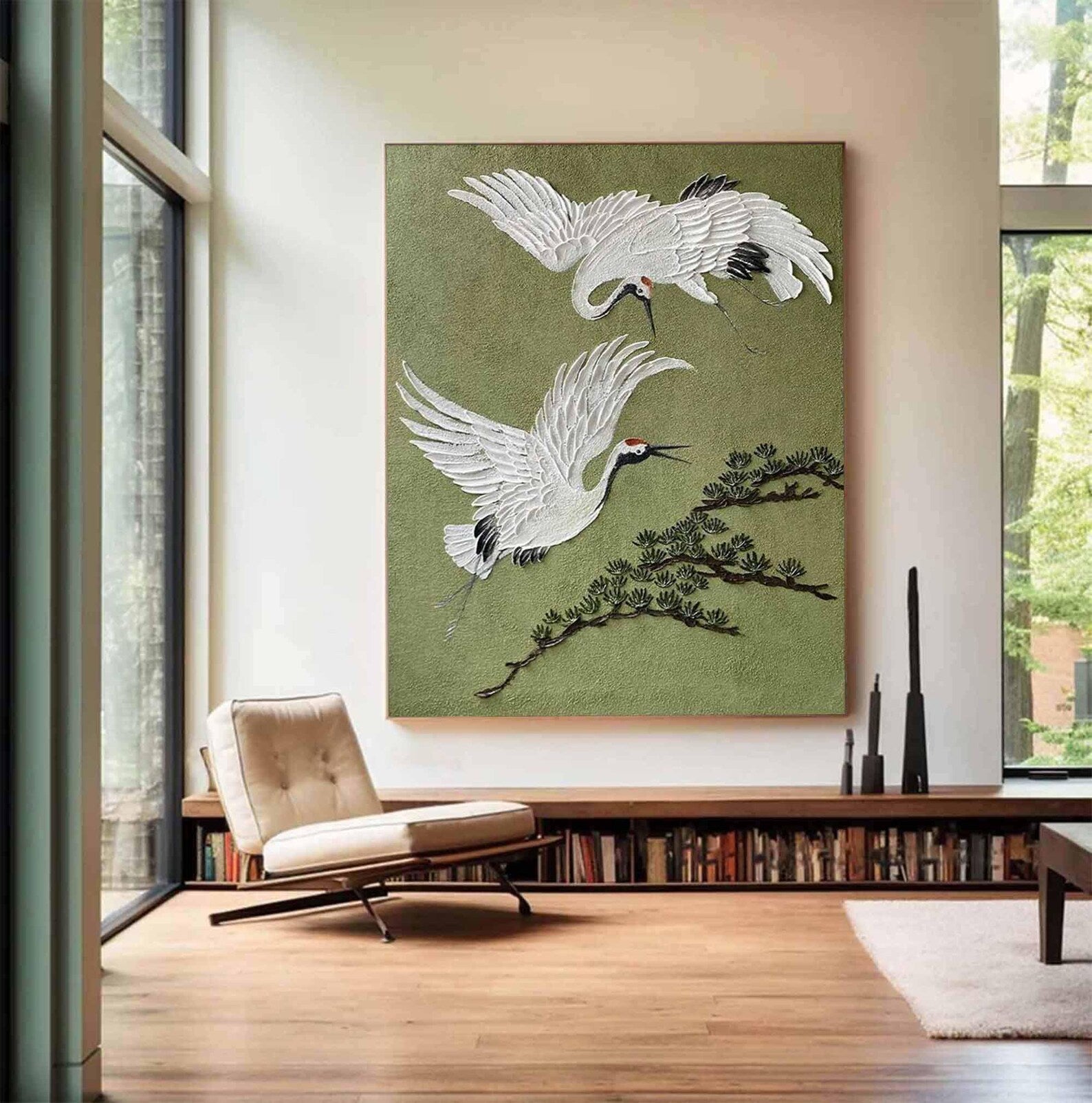 Crane Pine Art | Elegant Oriental Vibe