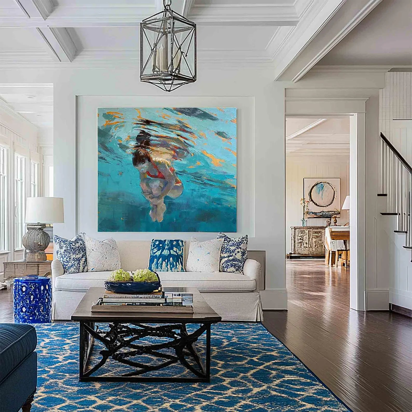 Figurative Underwater Swim Art | Vibrant Leisure Vibe