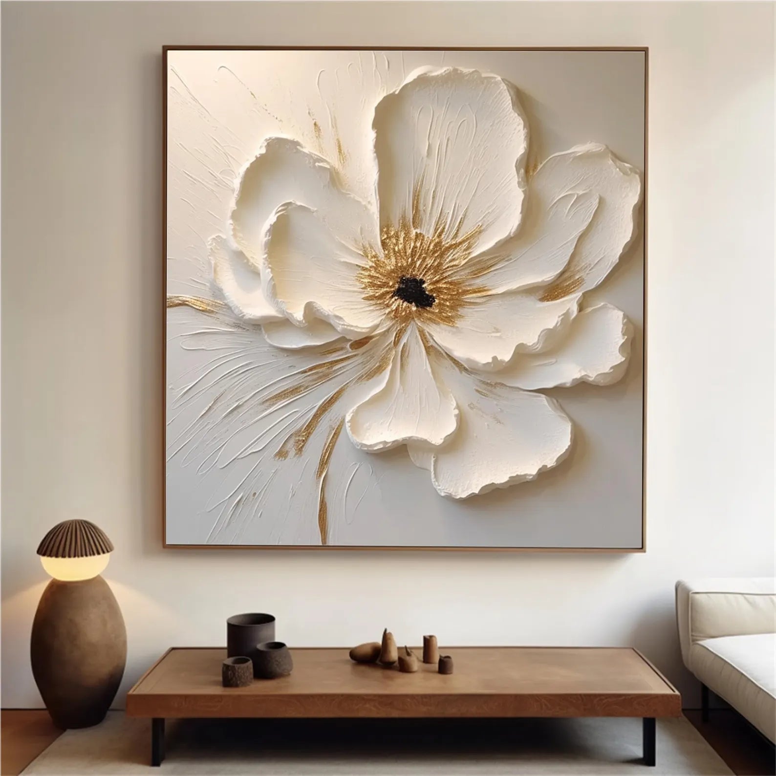 Textured Floral Opulence | White Bloom