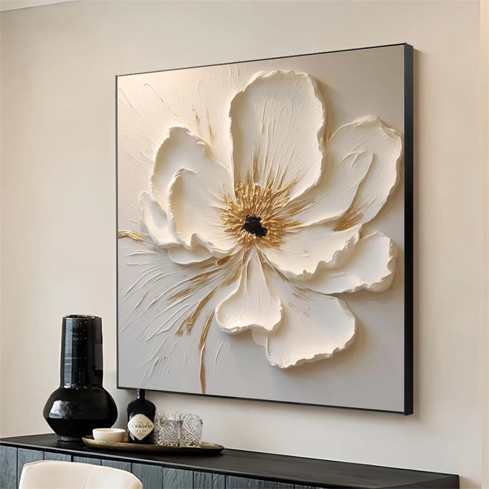Textured Floral Opulence | White Bloom