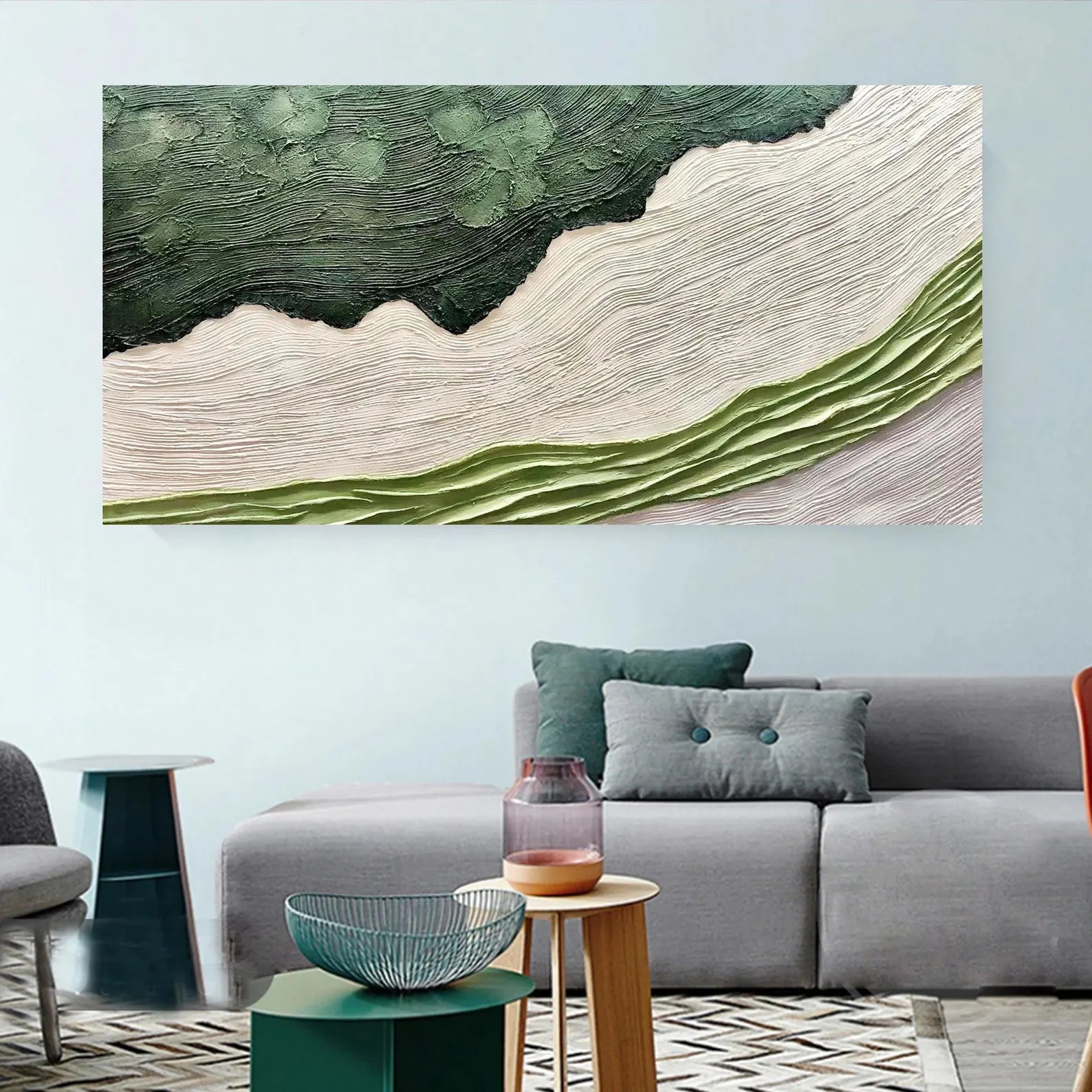 Textured Wave Botany | Green White