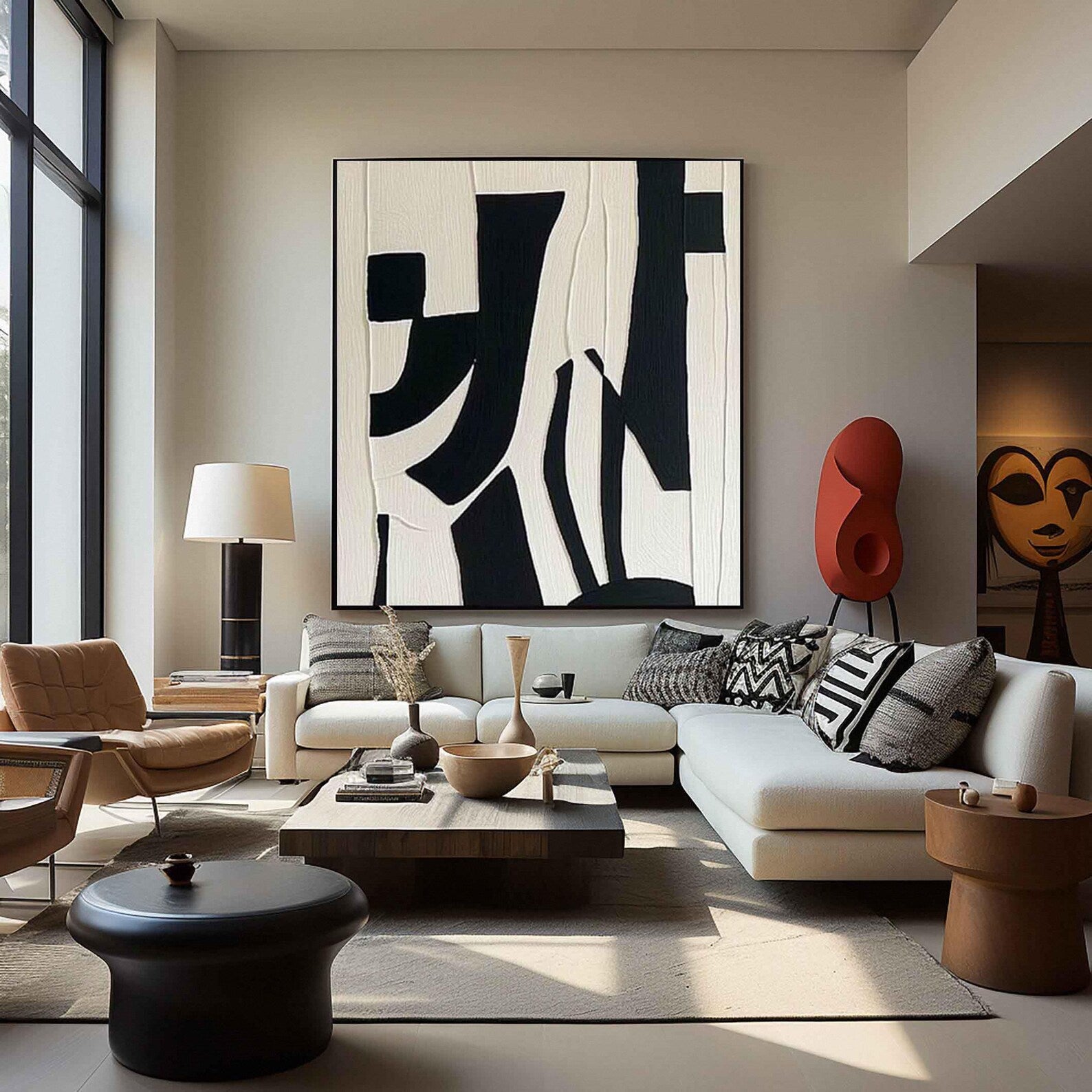 Textured Geometric Boldness | Black Beige