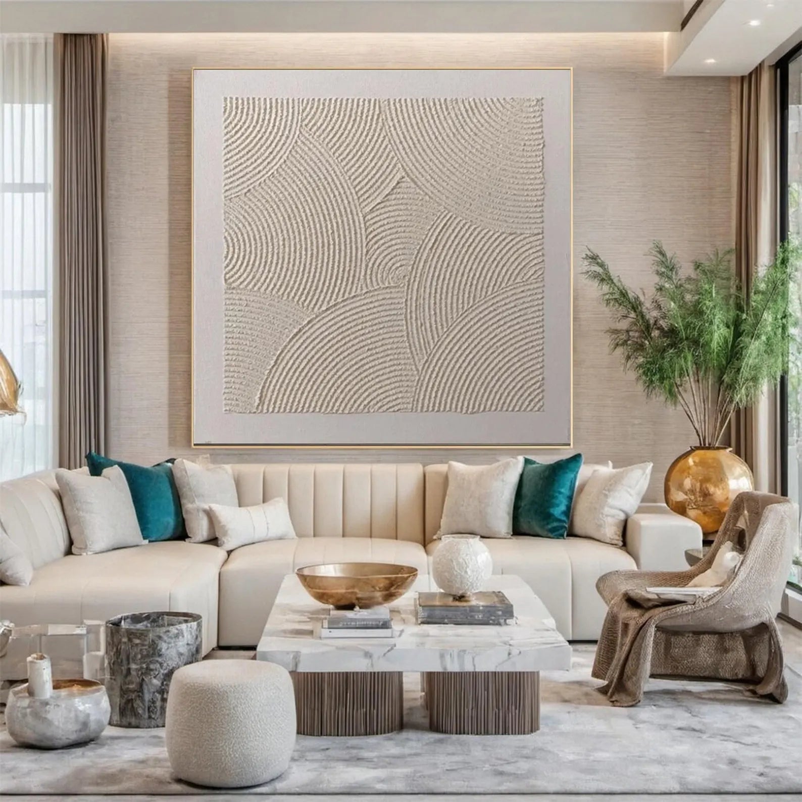 Textured Circular Elegance | Beige Swirl