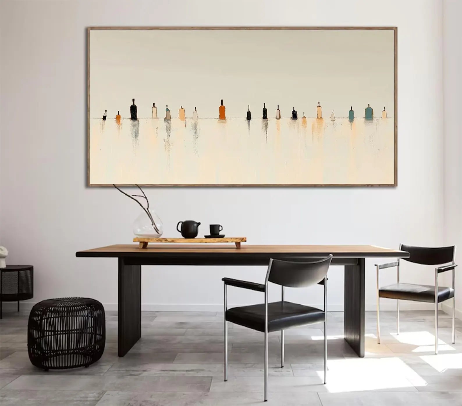 Figurative Bottle Row Art | Subtle Elegance Vibe