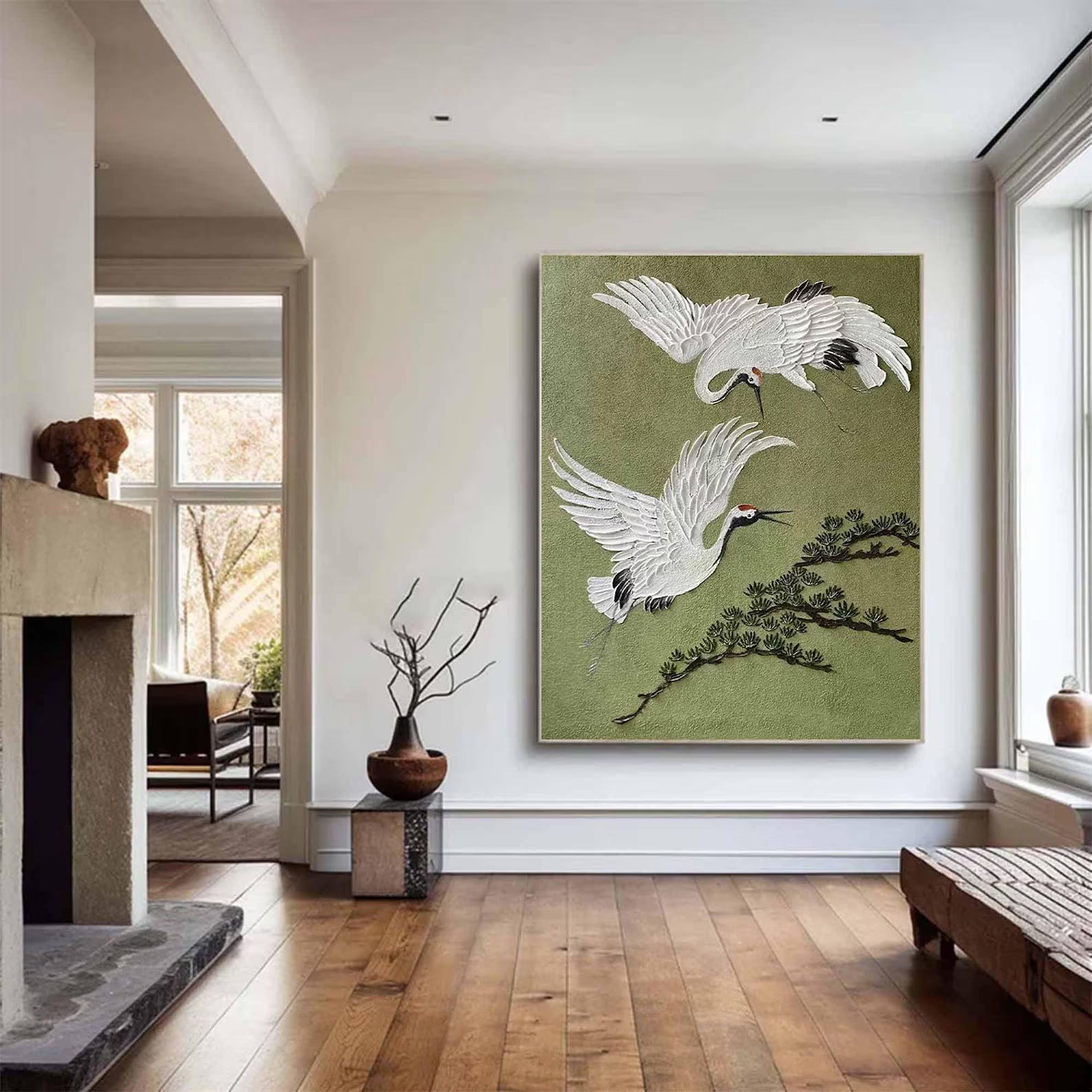 Crane Pine Art | Elegant Oriental Vibe