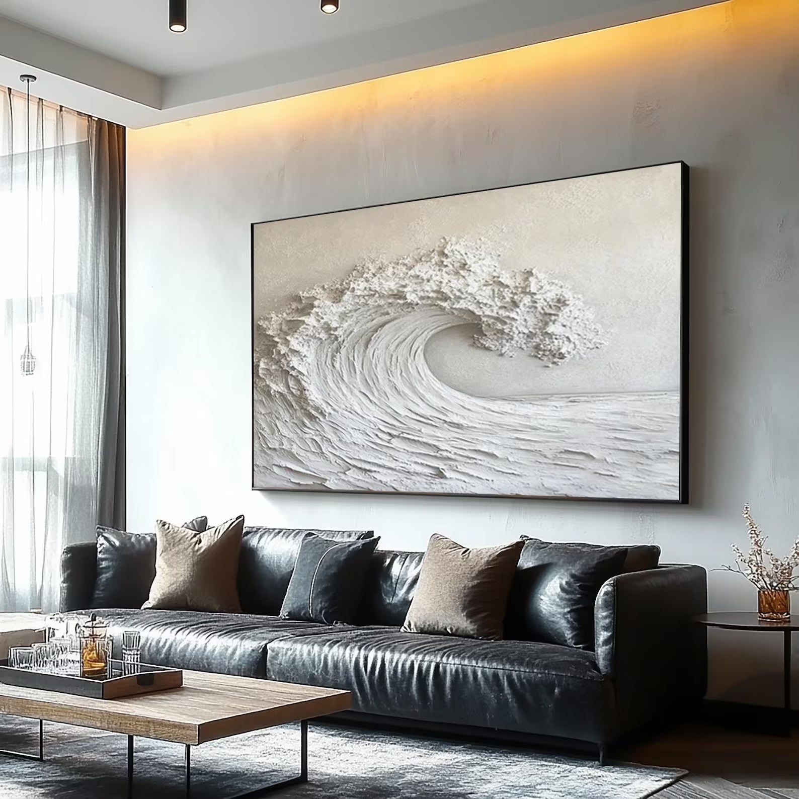 Textured Wave Grandeur | White Surge