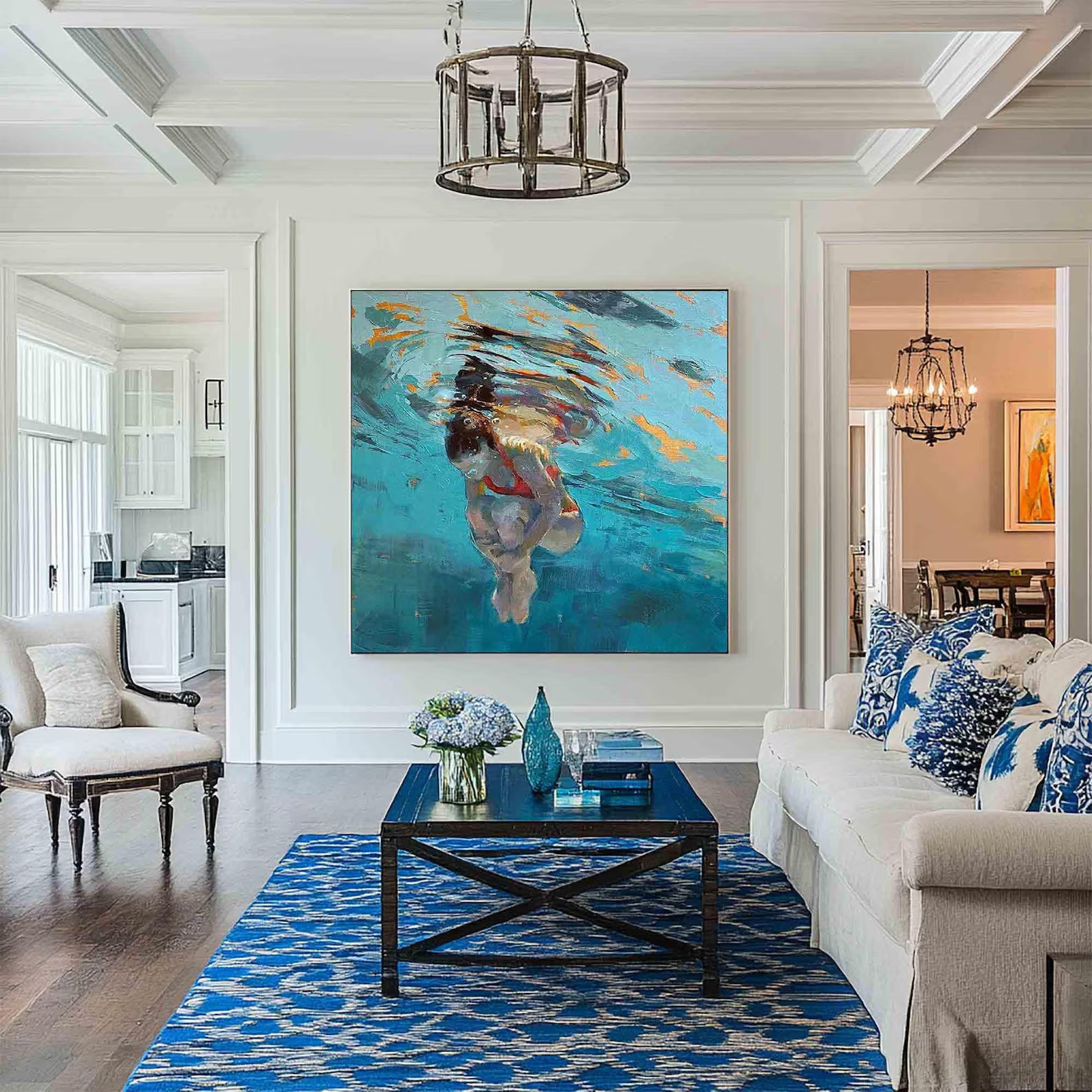 Figurative Underwater Swim Art | Vibrant Leisure Vibe