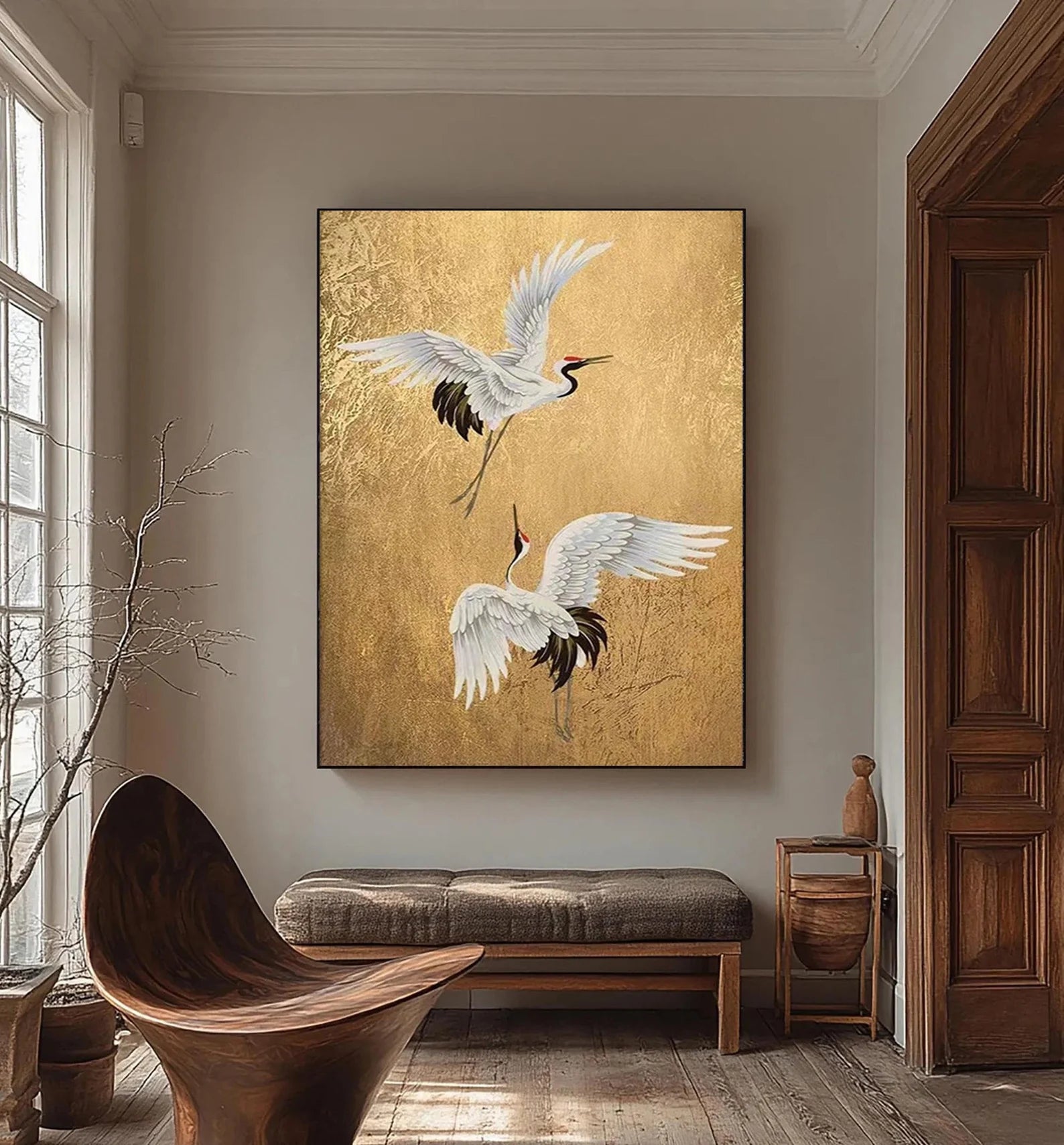 Textured Crane Majesty | Gilded Wings