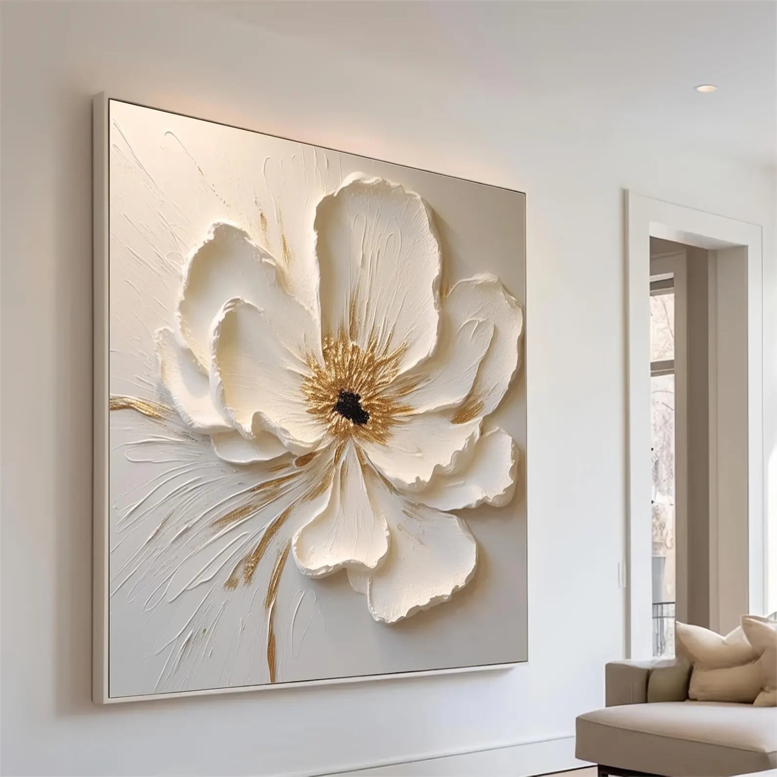 Textured Floral Opulence | White Bloom