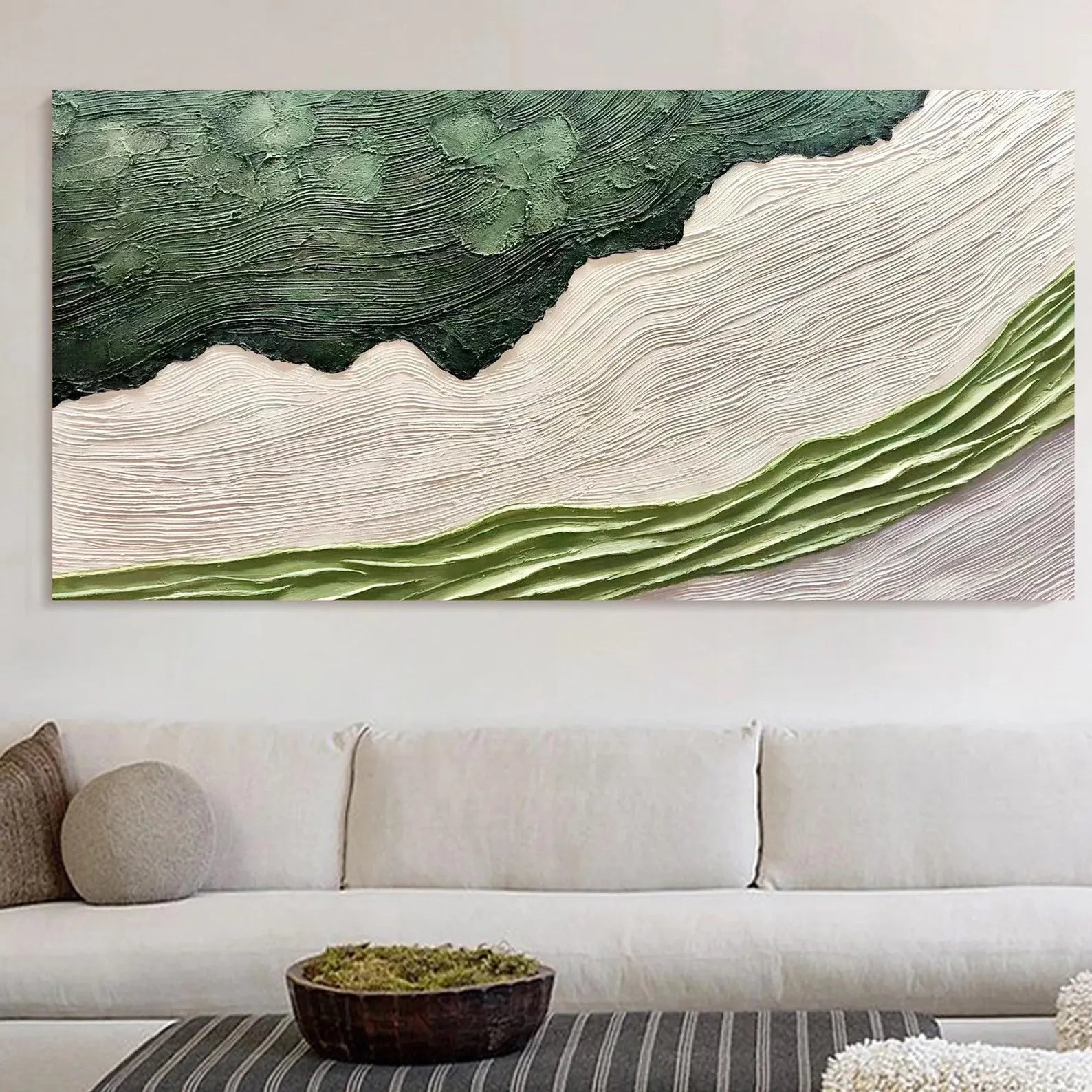 Textured Wave Botany | Green White