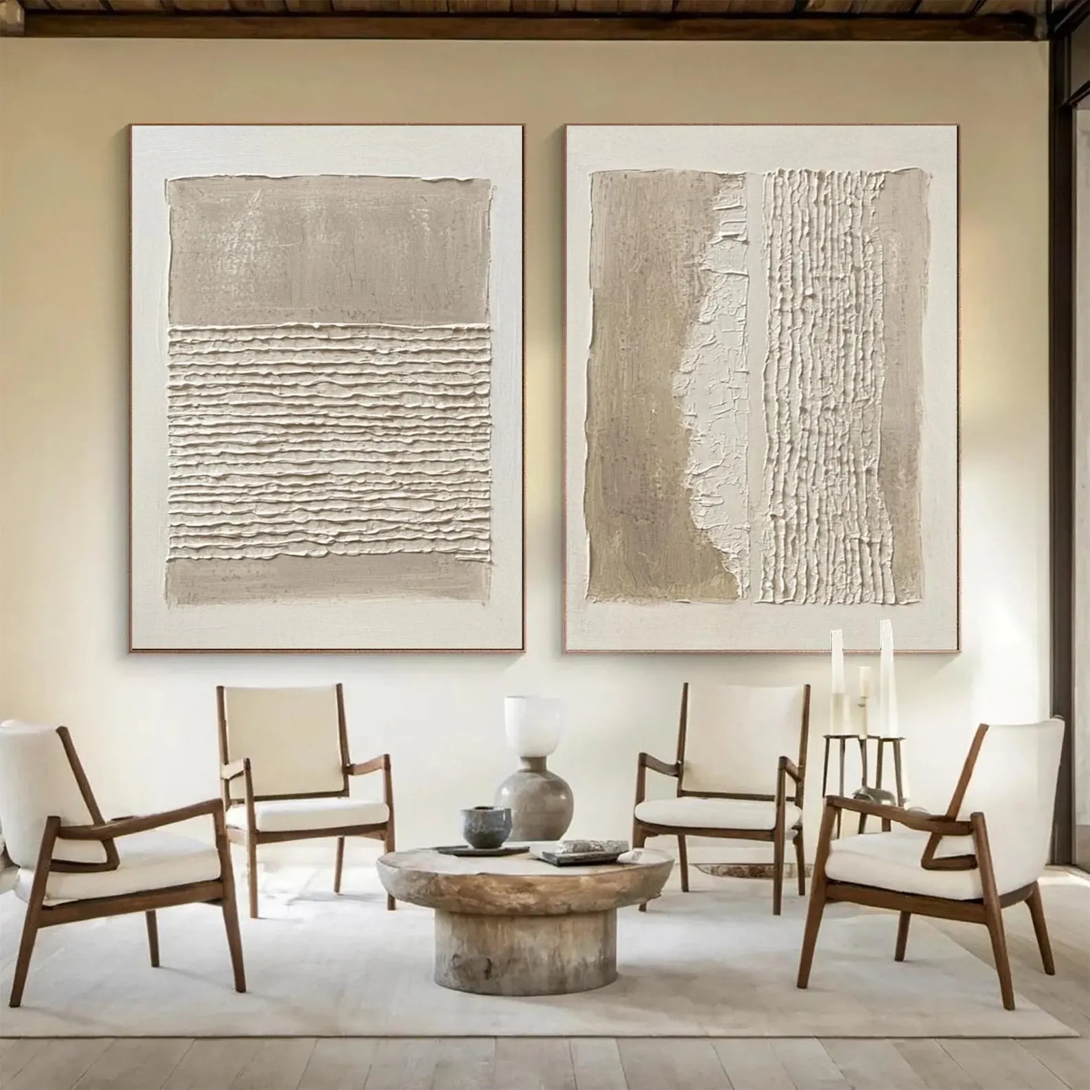 Minimalist Textured Panels | Beige Tones