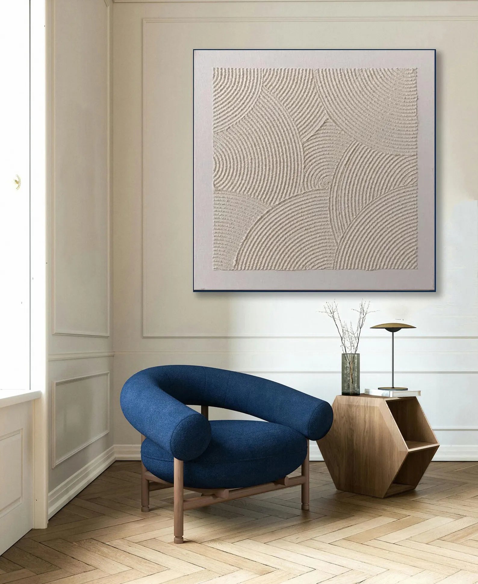 Textured Circular Elegance | Beige Swirl