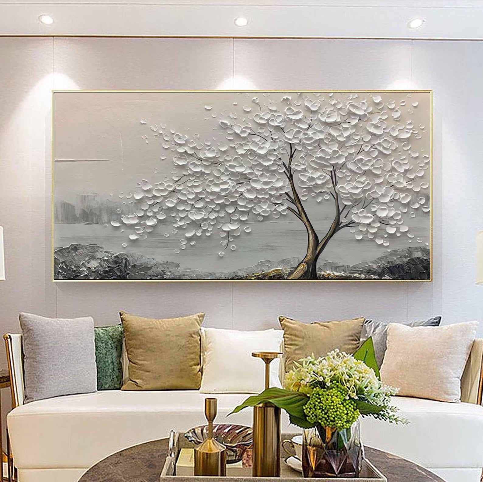Textured Tree Elegance | Silver Blossom
