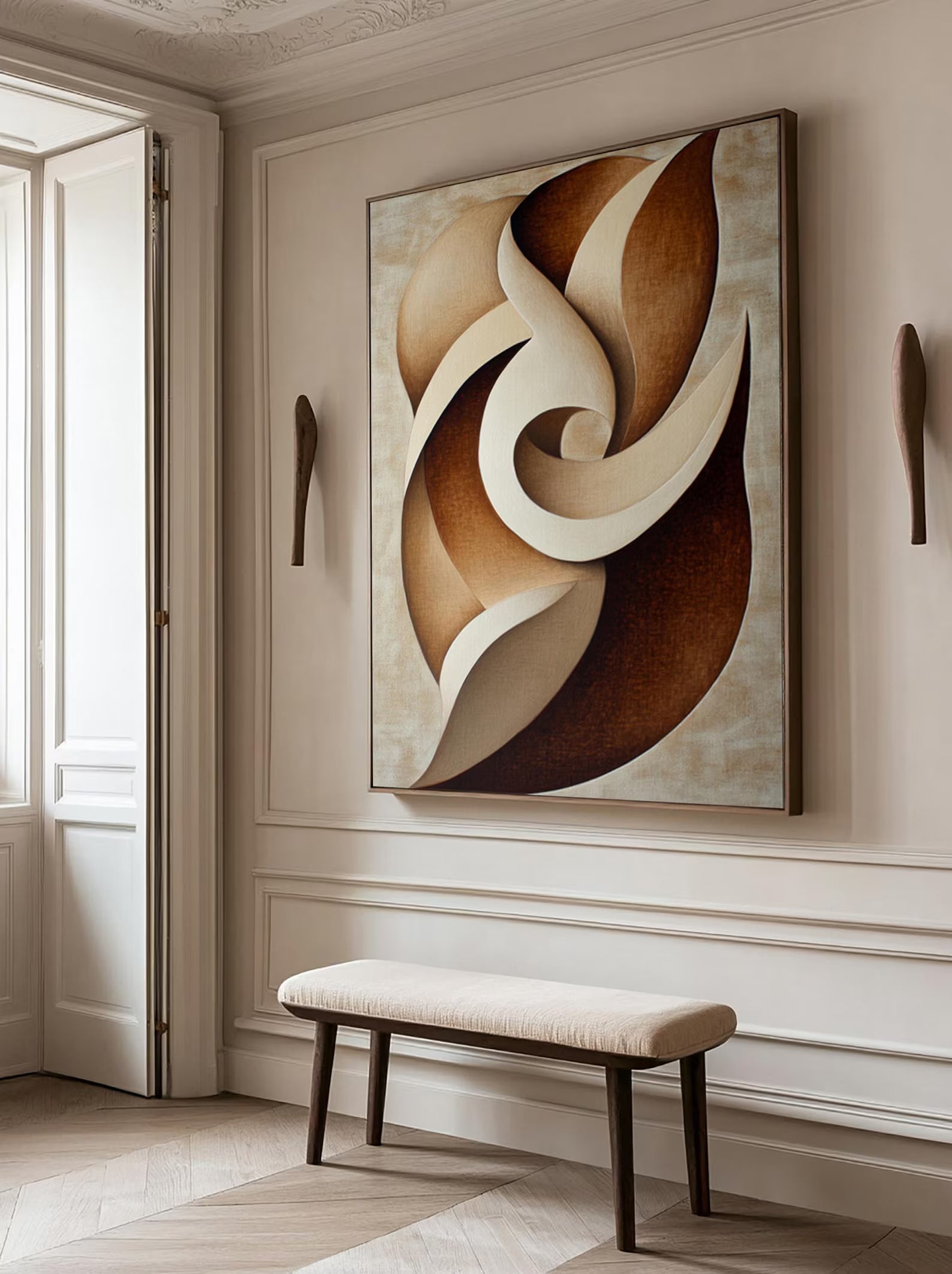 Textured Geometric Elegance | Brown Swirl