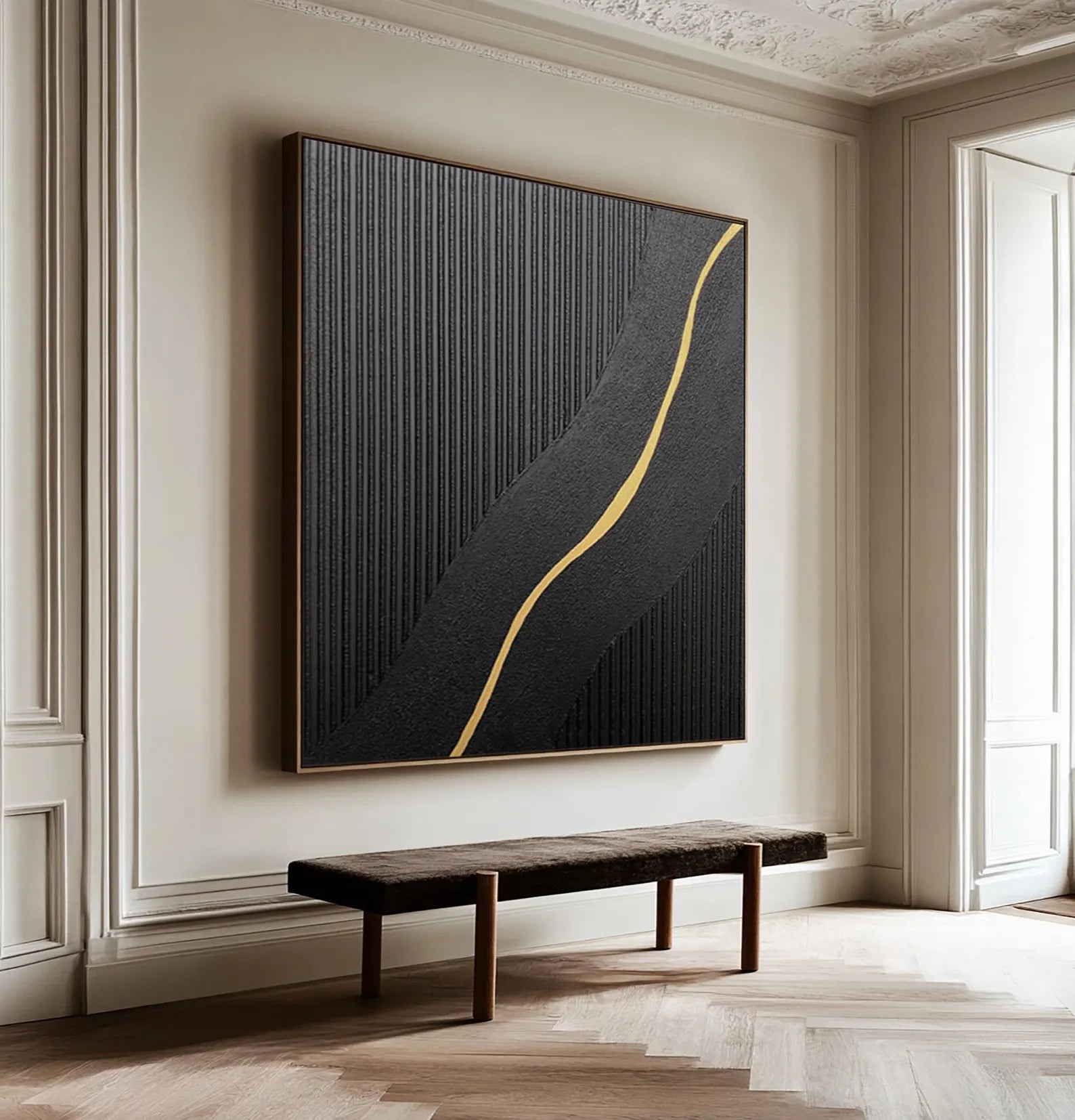 Textured Linear Opulence | Black Gold