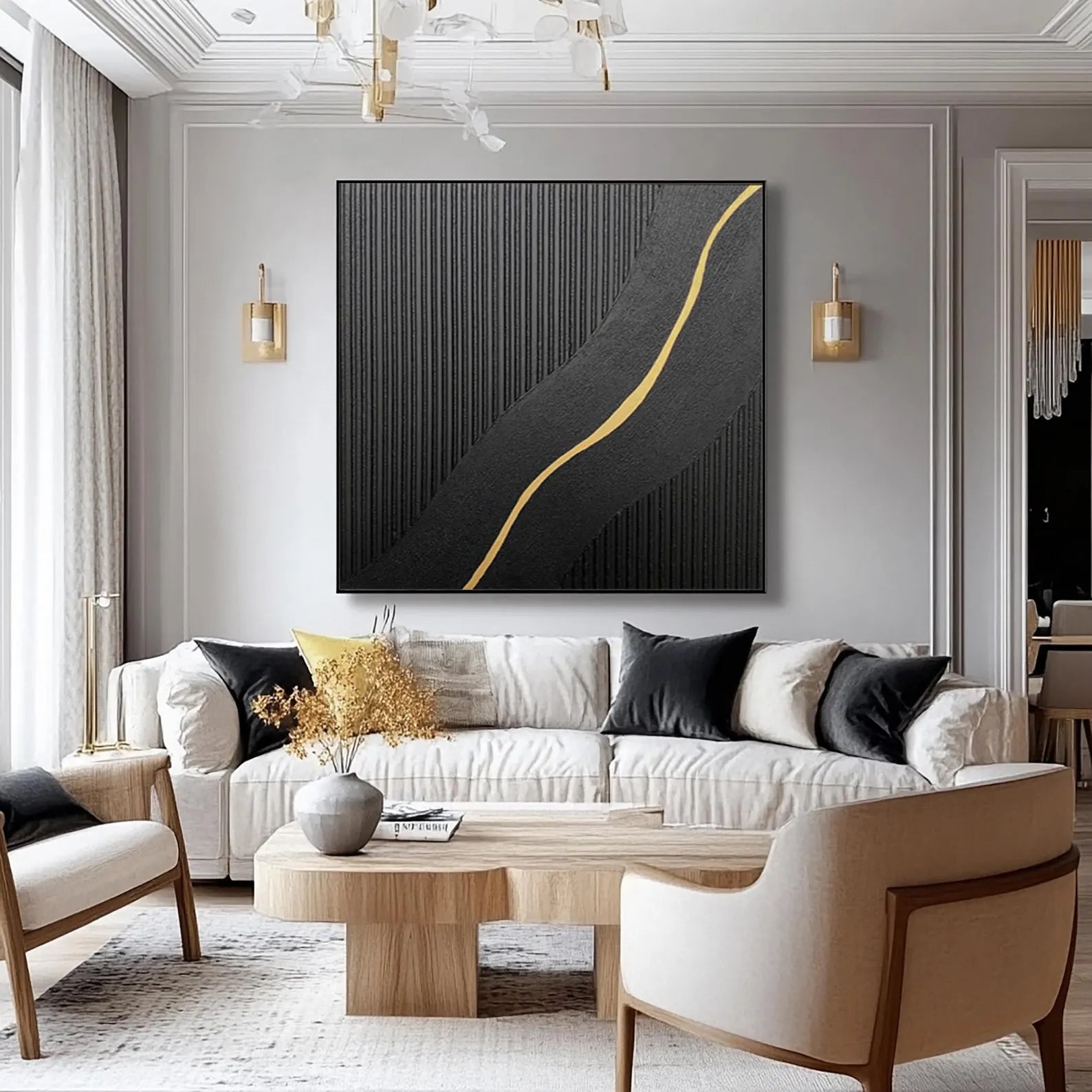 Textured Linear Opulence | Black Gold
