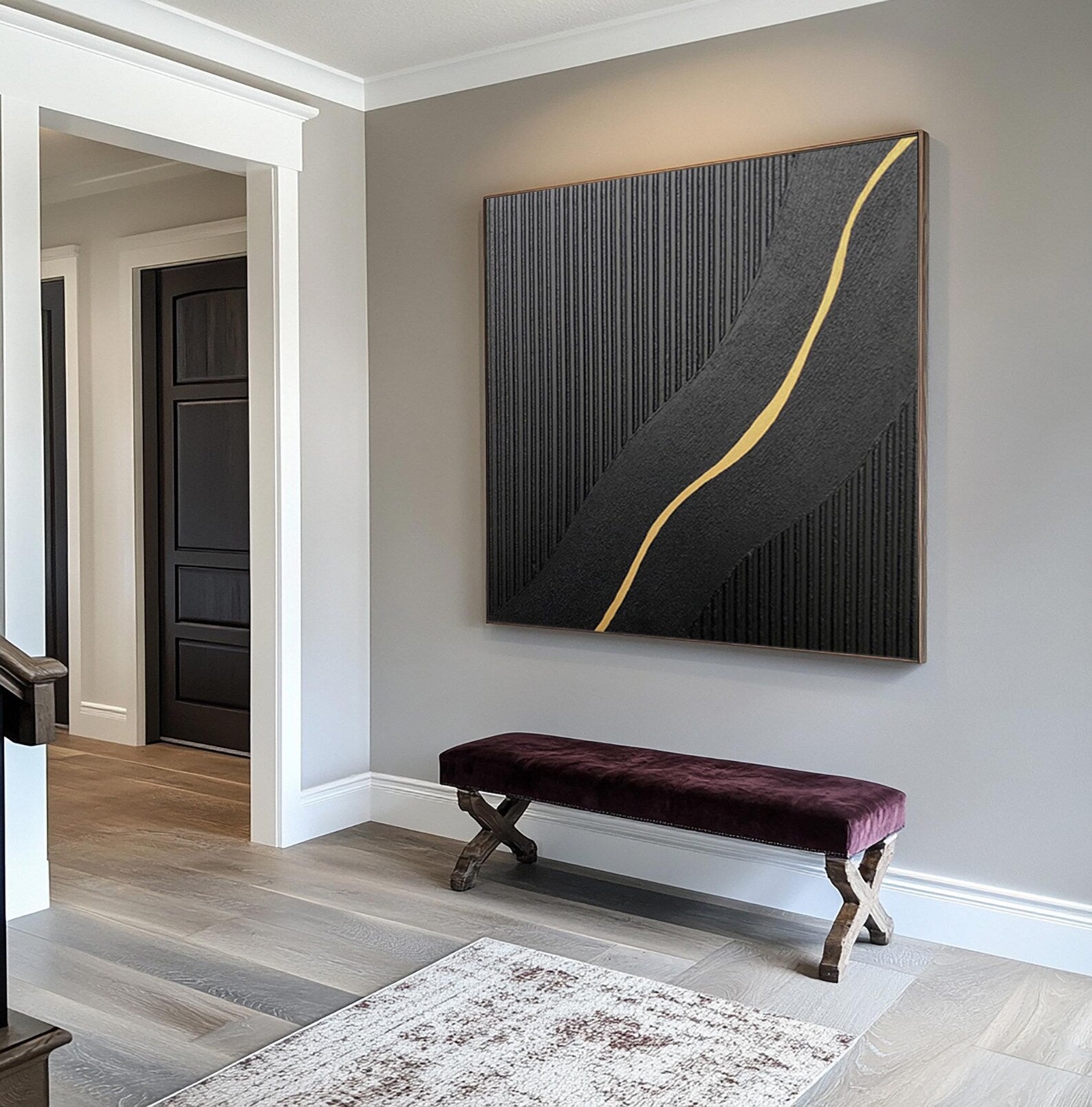 Textured Linear Opulence | Black Gold