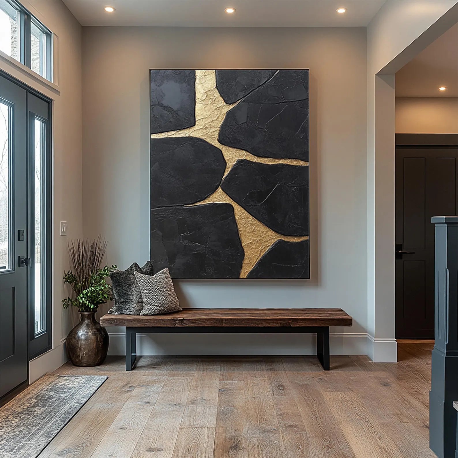 Textured Cracked Luxury | Black Gold