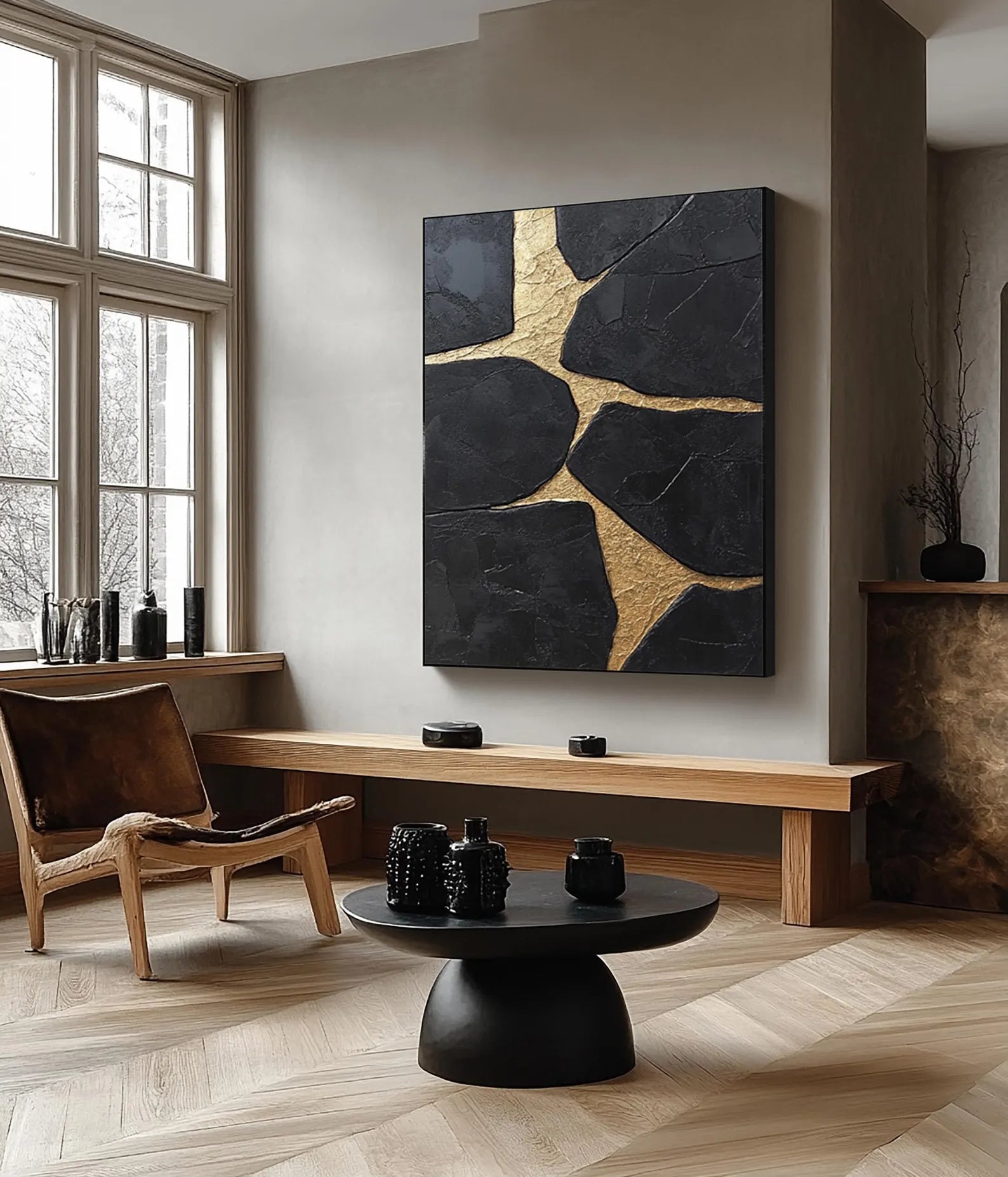 Textured Cracked Luxury | Black Gold