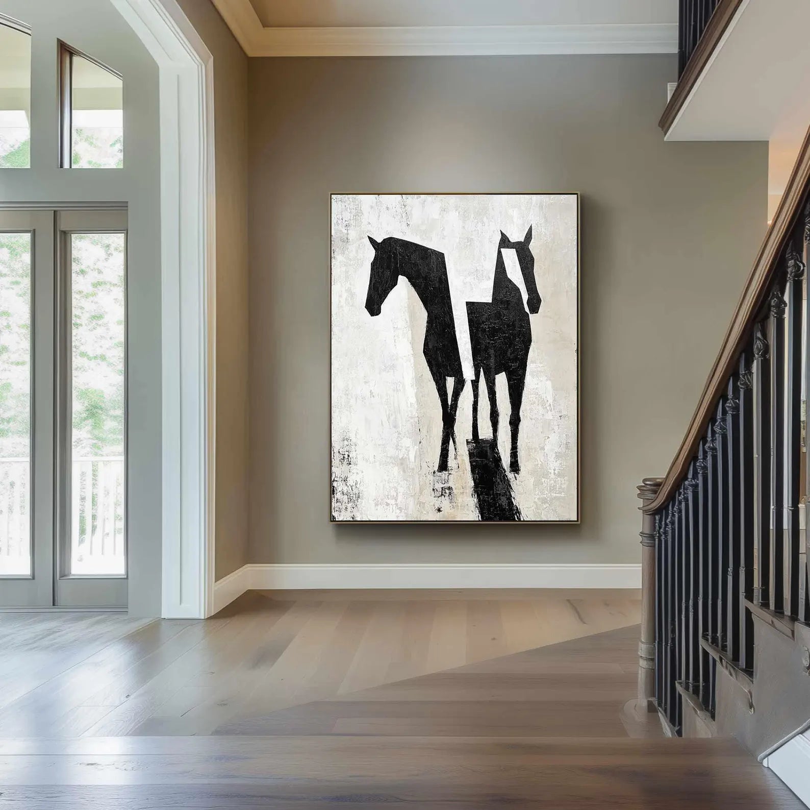 Geometric Horse Art | Monochrome Sophistication