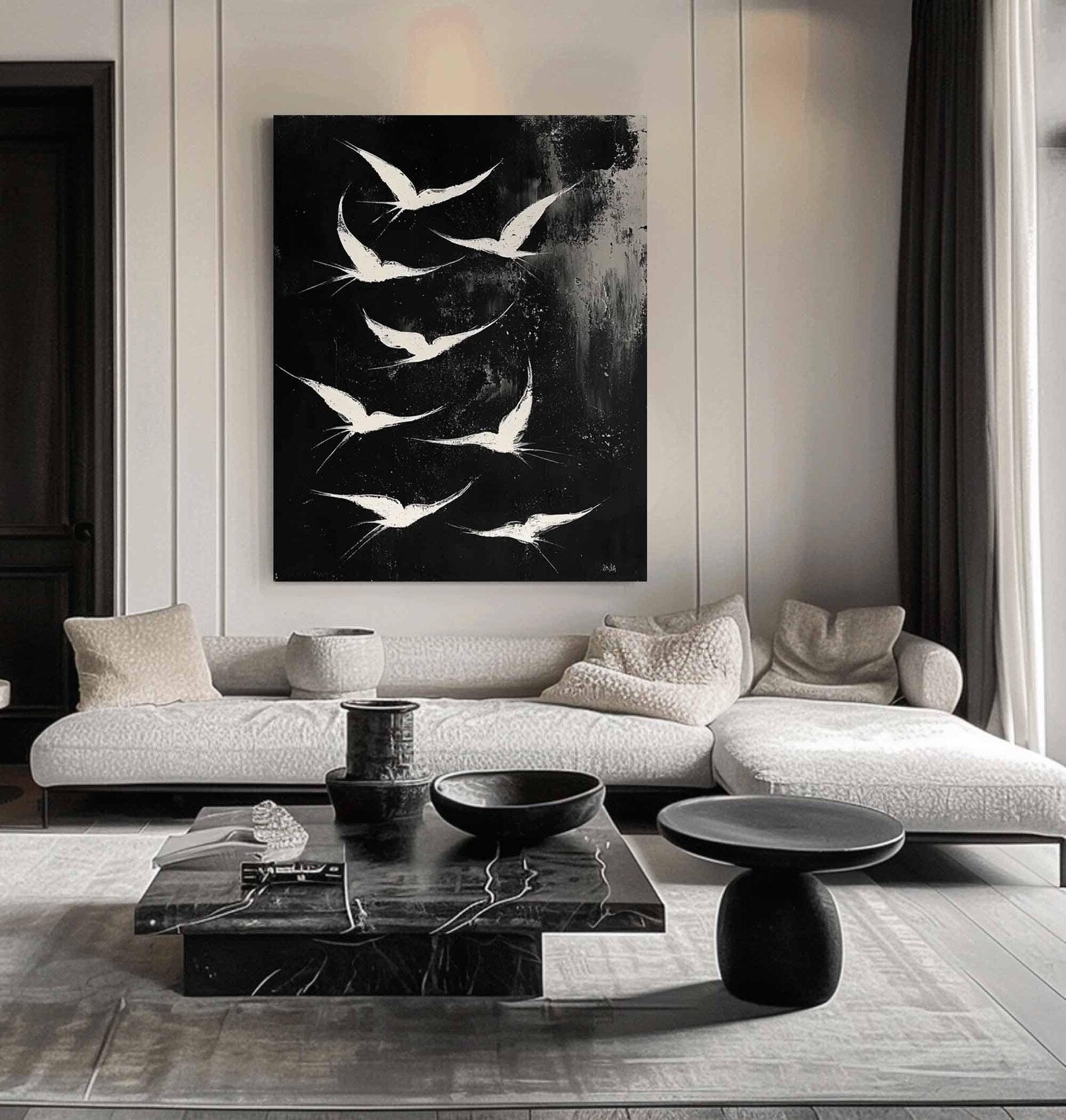 Textured Avian Drama | Black White