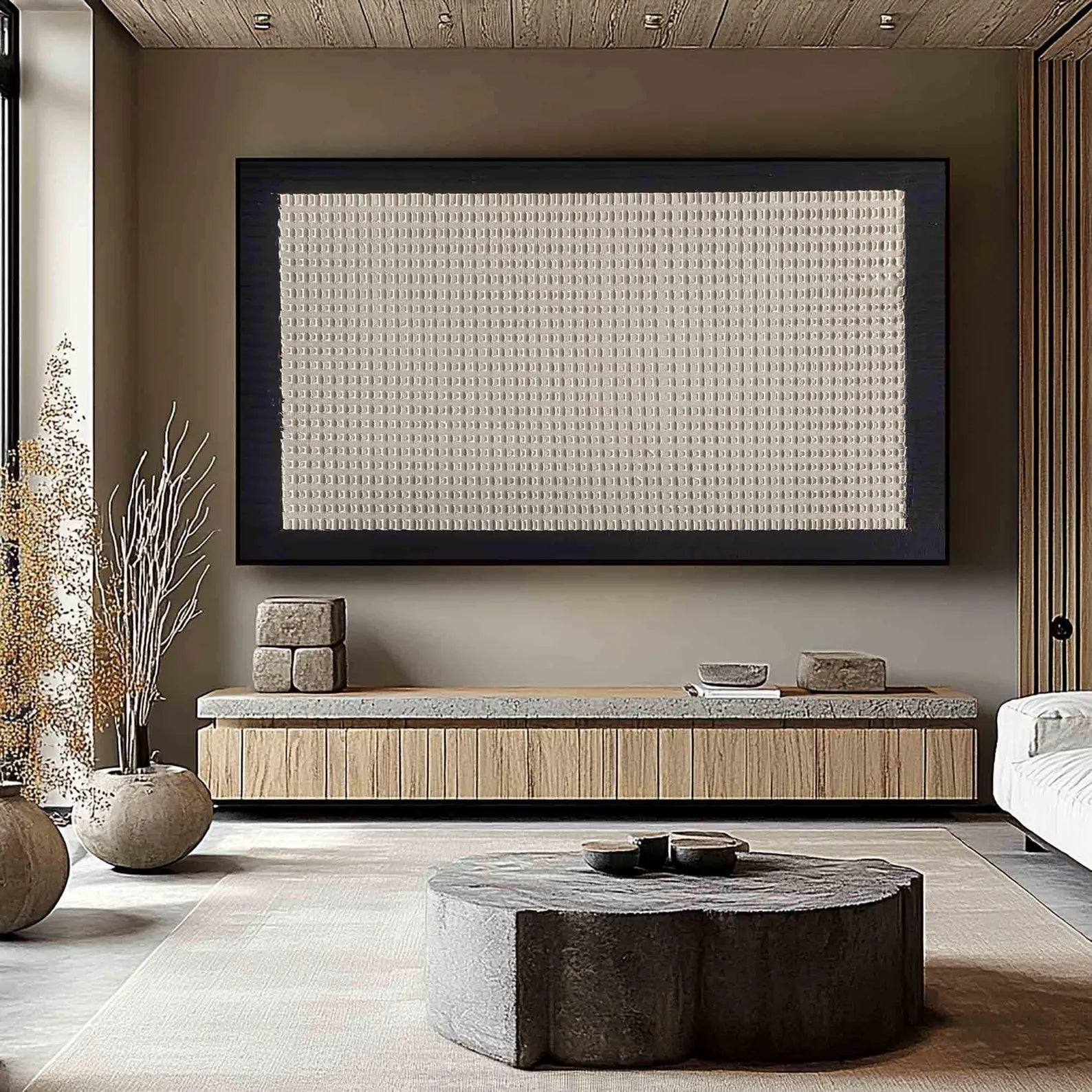 Textured Grid-Neutral Art | Subtle Sophistication