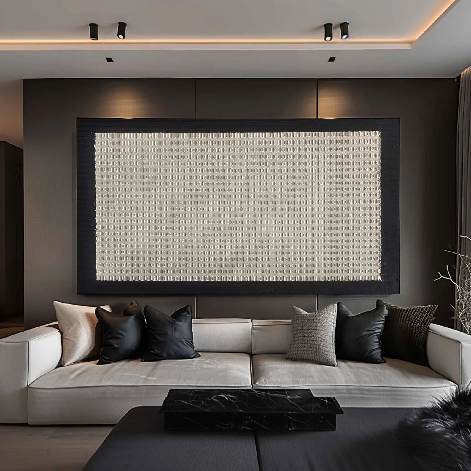Textured Grid-Neutral Art | Subtle Sophistication