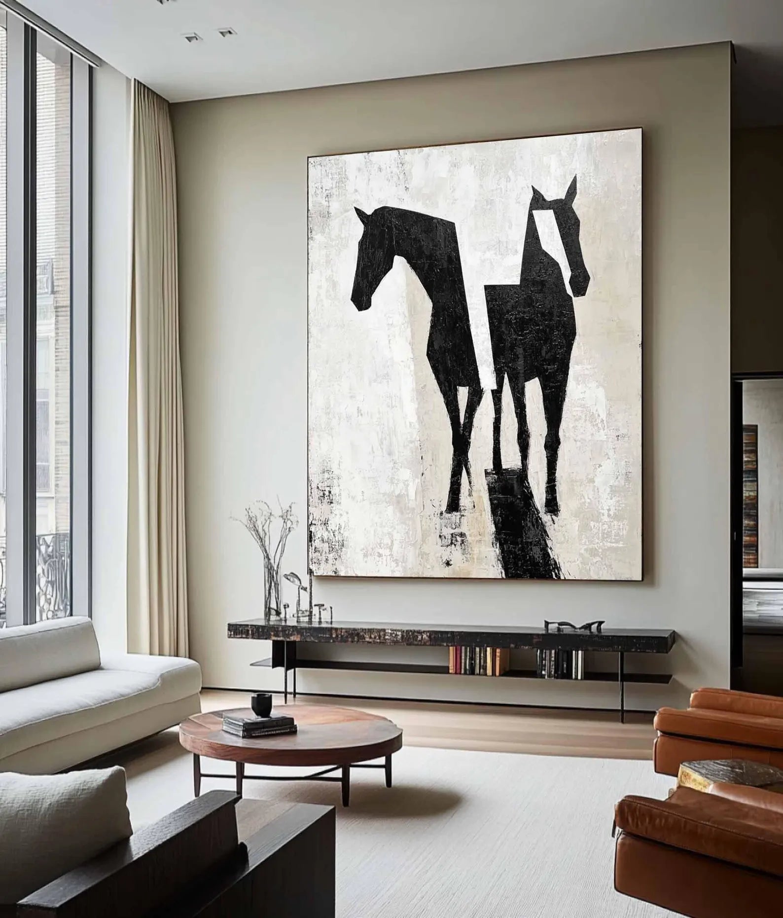 Geometric Horse Art | Monochrome Sophistication