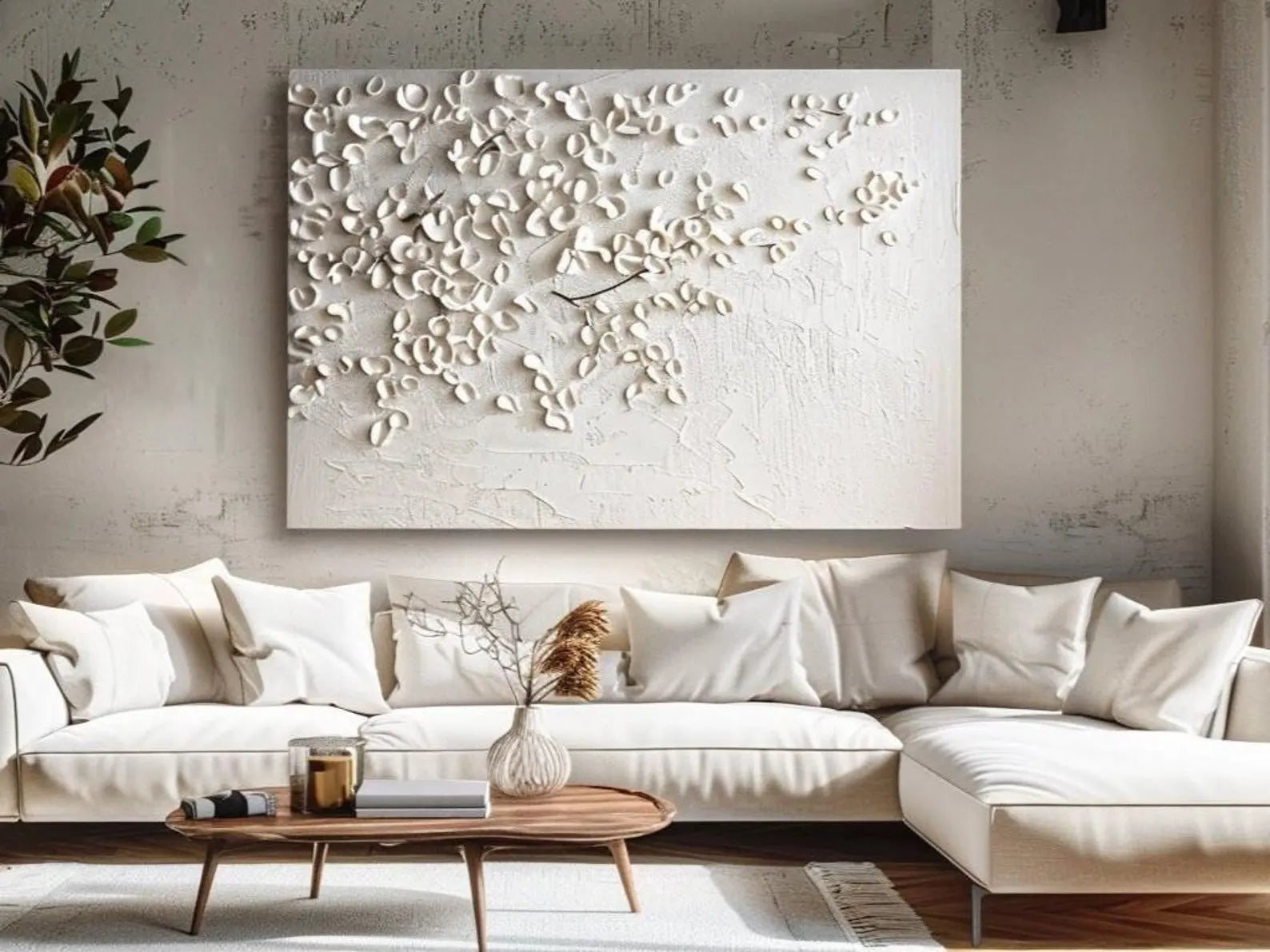 Textured Petal Mosaic | Ivory Hues