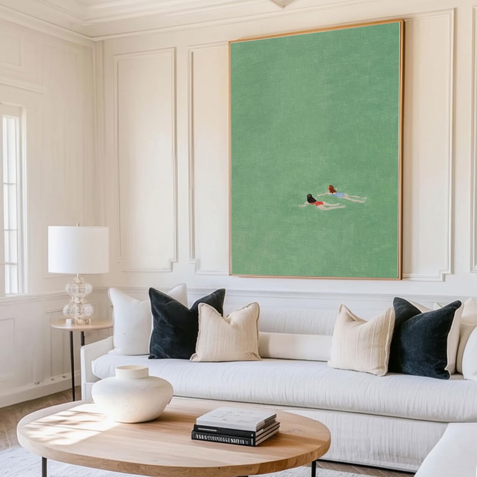 Figurative Swimming Scene Art | Serene Leisure Vibe
