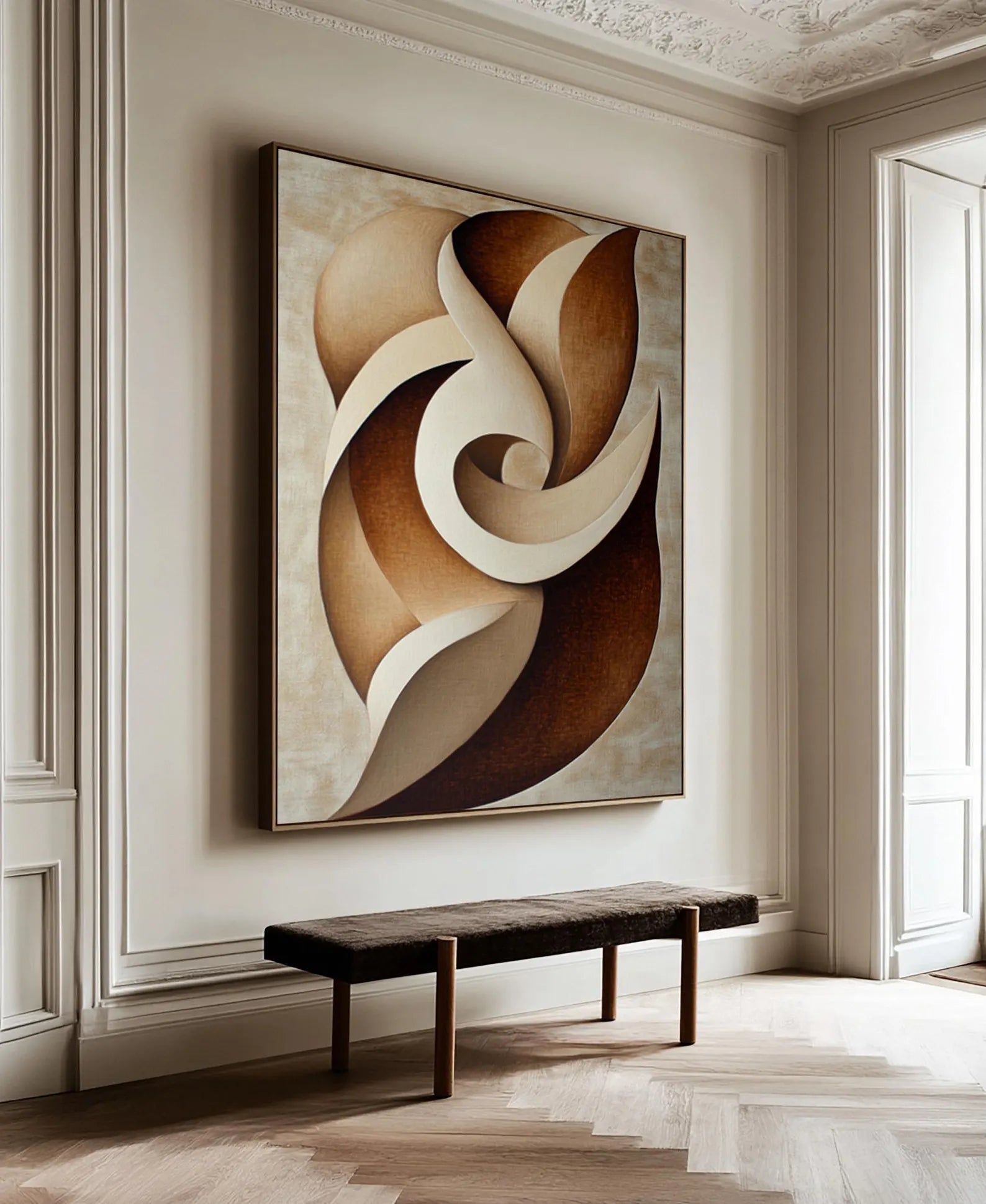 Textured Geometric Elegance | Brown Swirl